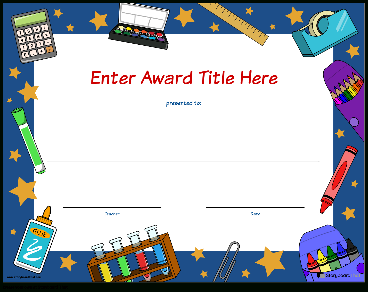 Storyboard That: Free Student Award Templates with Free Printable Awards