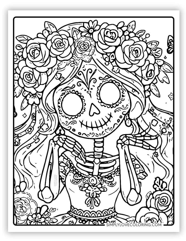 Sugar Skull Coloring Pages (Free Pdf Printables) - Simply Love with regard to Free Printable Sugar Skull Coloring Pages