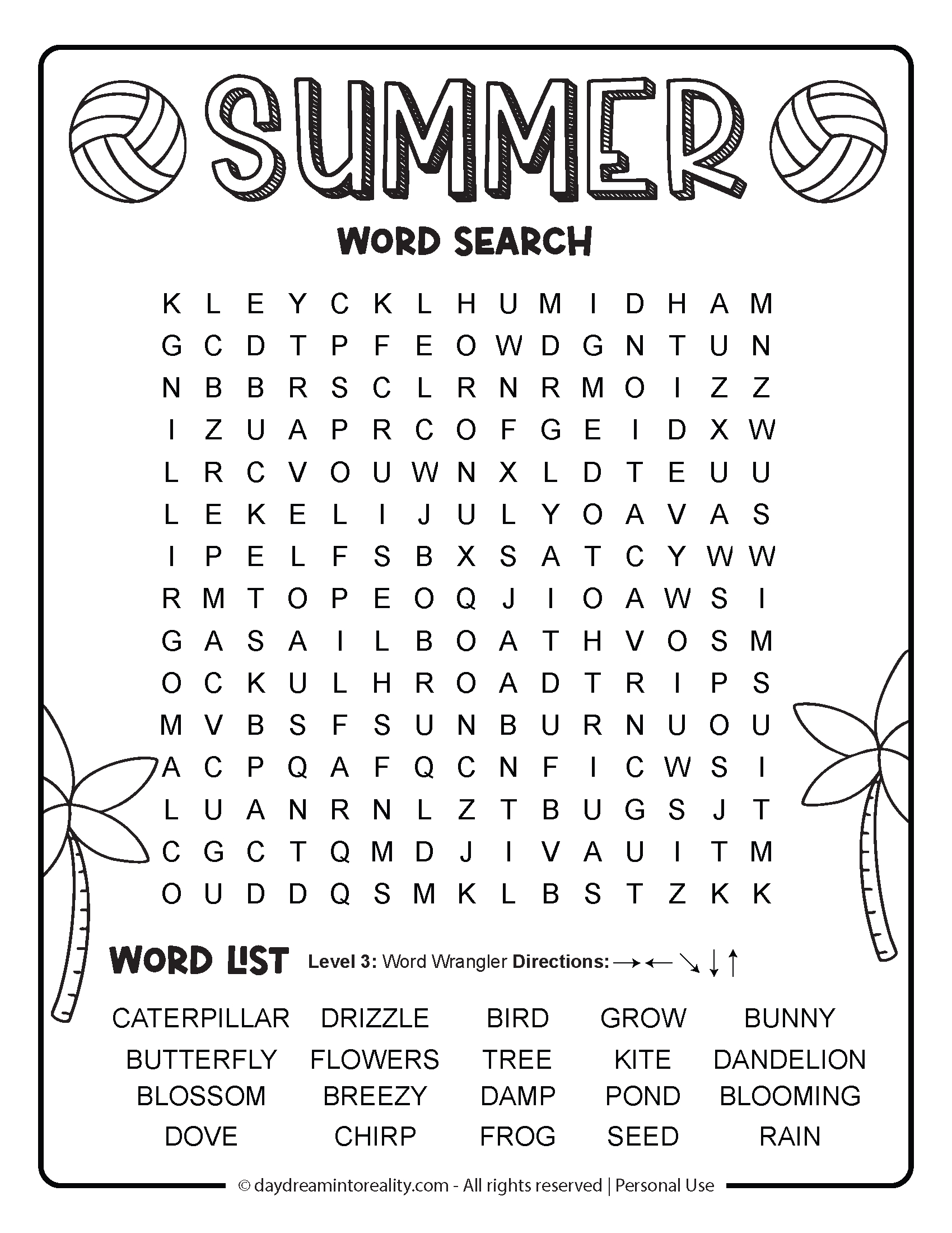 Summer Word Search Free Pdf Printables | 6 Levels Of Difficulty for Free Printable Word Searches