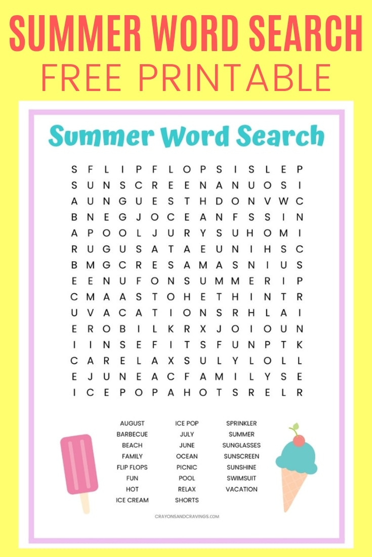 Summer Word Search Free Printable Worksheet For Kids inside Free Printable Summer Puzzles