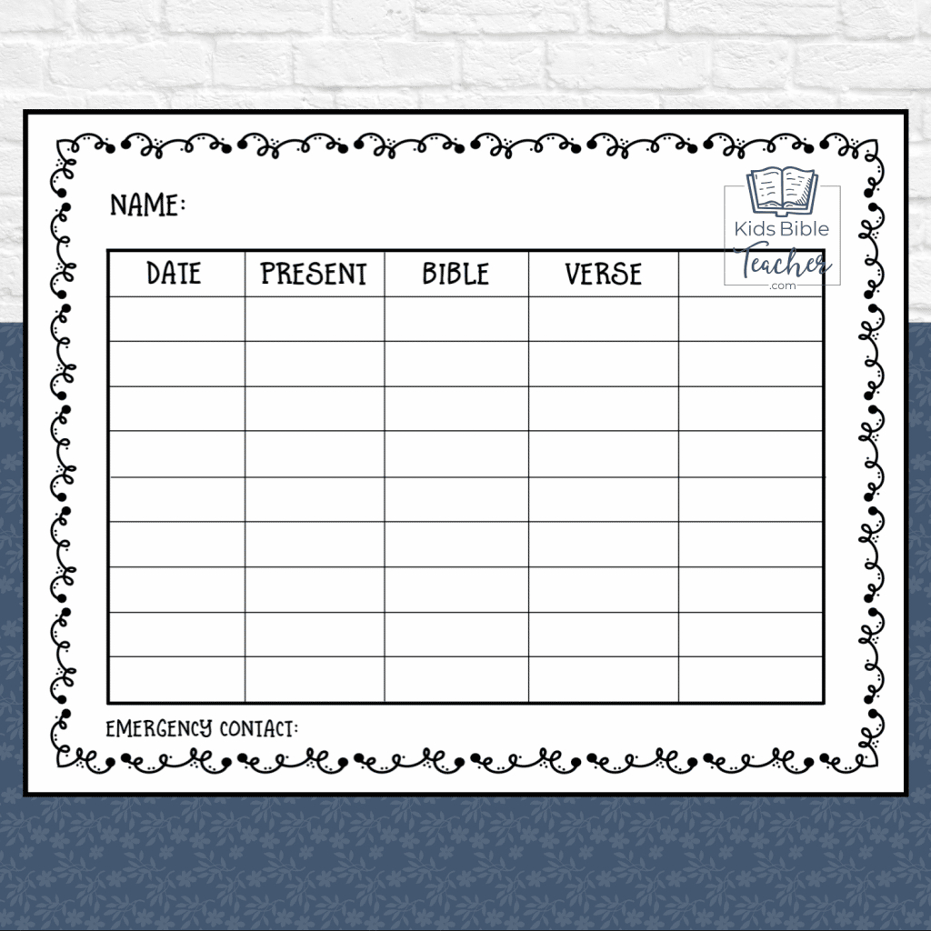 Sunday School Attendance Cards - Kids Bible Teacher throughout Sunday School Attendance Chart Free Printable