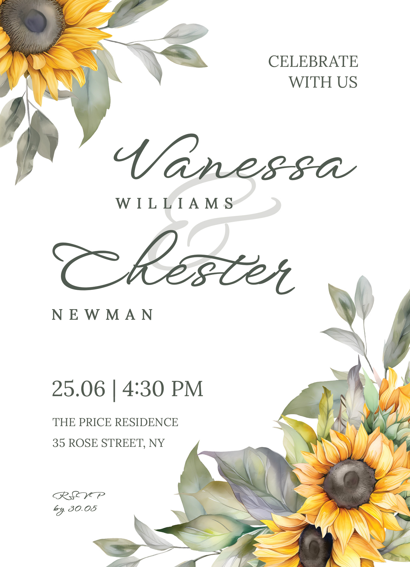 Sunflower Wedding Invitation Free Google Docs Template - Gdoc.io with Free Printable Sunflower Wedding Invitation Templates