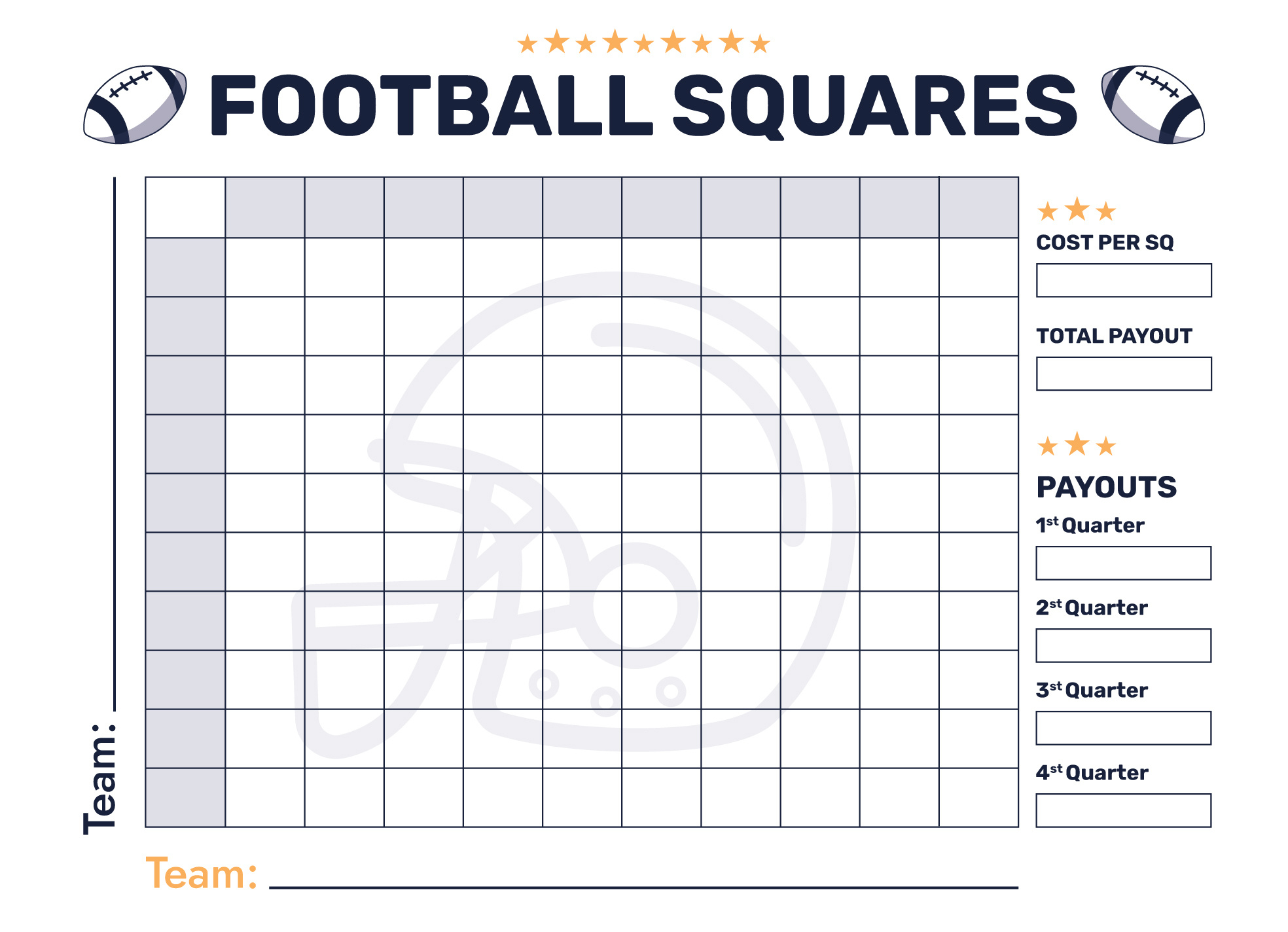 Super Bowl 100 Squares Free Google Docs Template - Gdoc.io with regard to Football Squares Printable Free