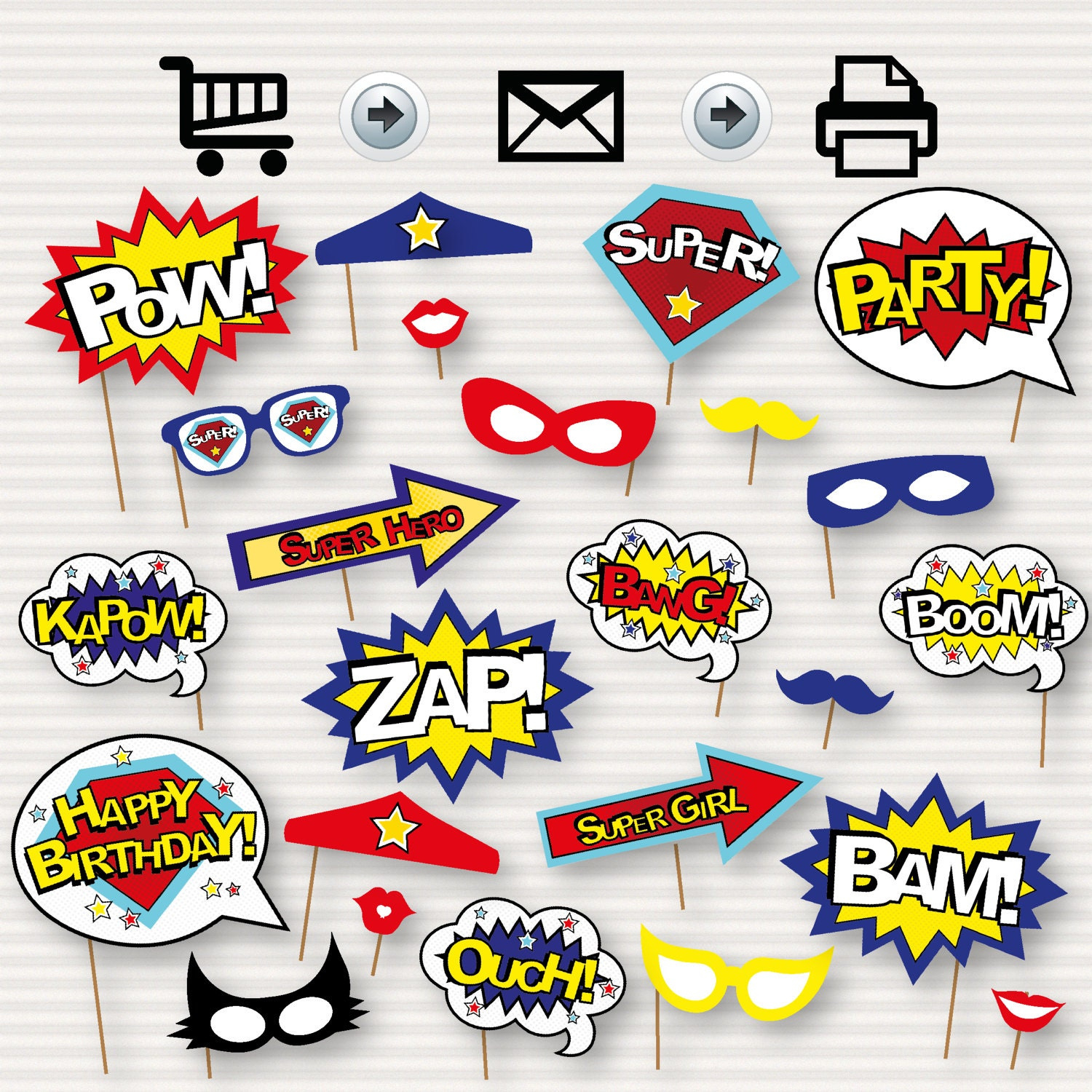 Superhero Photo Booth Printable Props Superhero Party Decorations for Free Printable Superhero Photo Booth Props