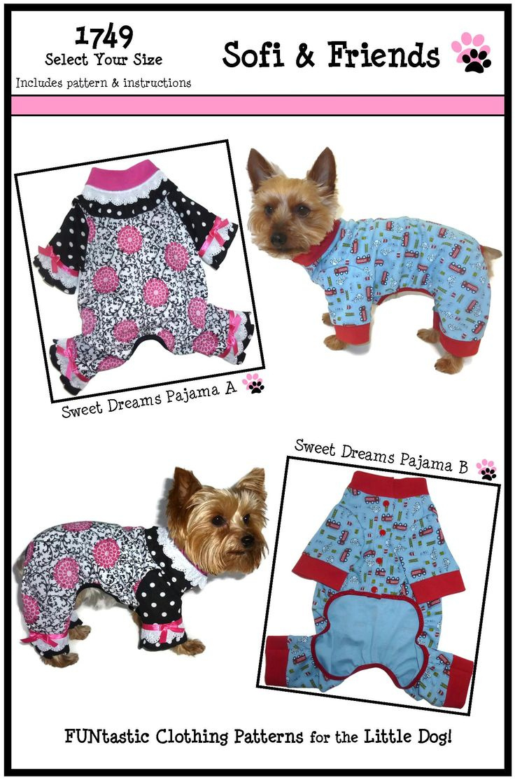 Sweet Dreams Dog Pajamas Sewing Pattern 1749 - Dog Jammies - Dog pertaining to Free Printable Dog Pajama Pattern