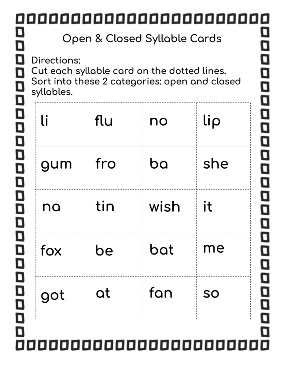 Syllable Types: Open &amp;amp;Amp; Closed Syllable Interactive Printable regarding Free Printable Open And Closed Syllable Worksheets