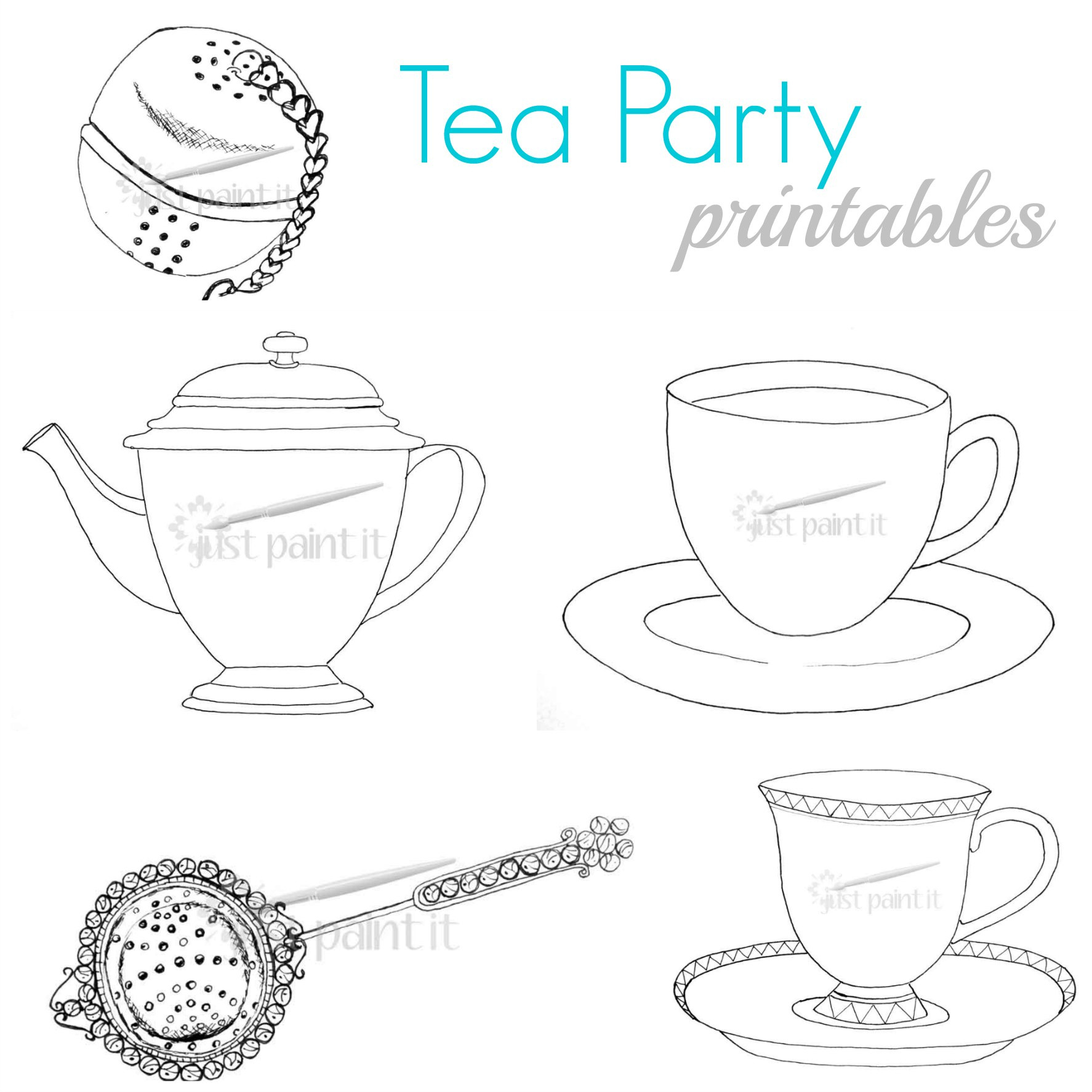 Tea Party Printables for Free Printable Tea Cup Coloring Pages