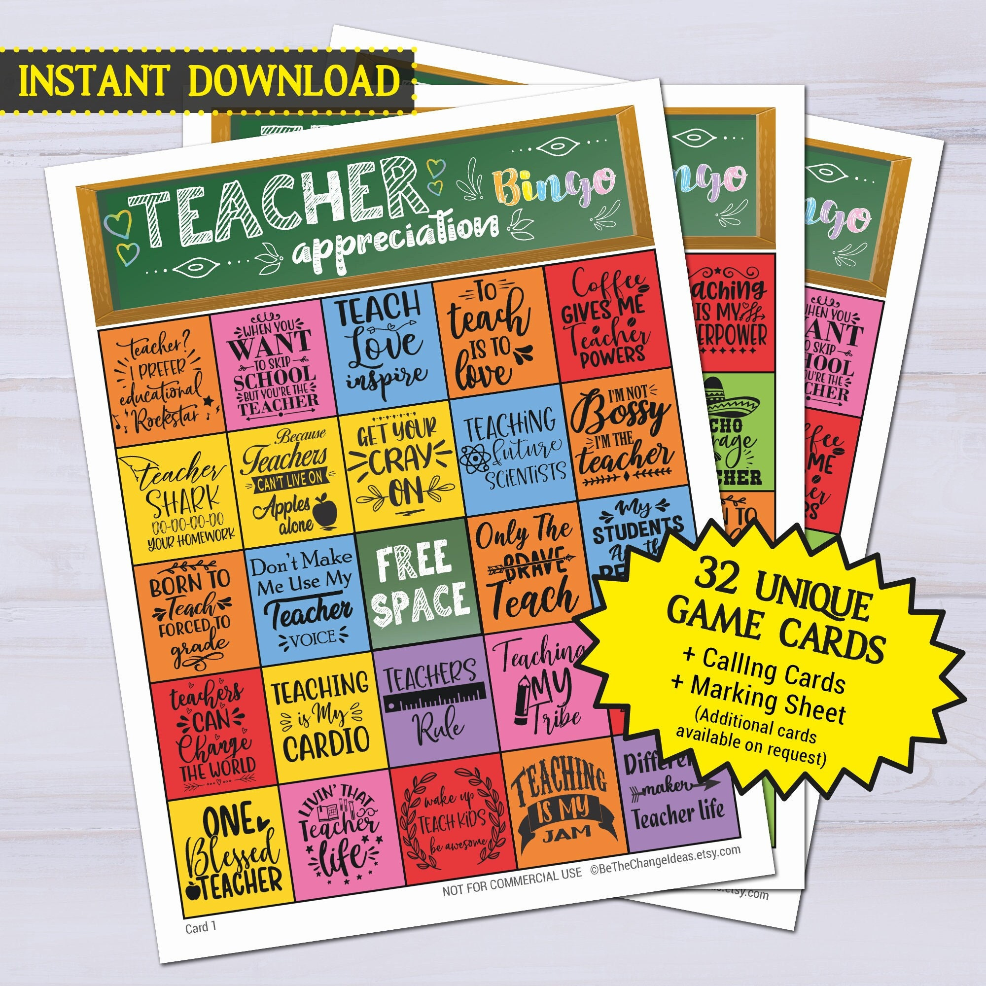 Teacher Appreciation Bingo Printable Game Teachers Year End in Free Printable Bingo Cards For Teachers