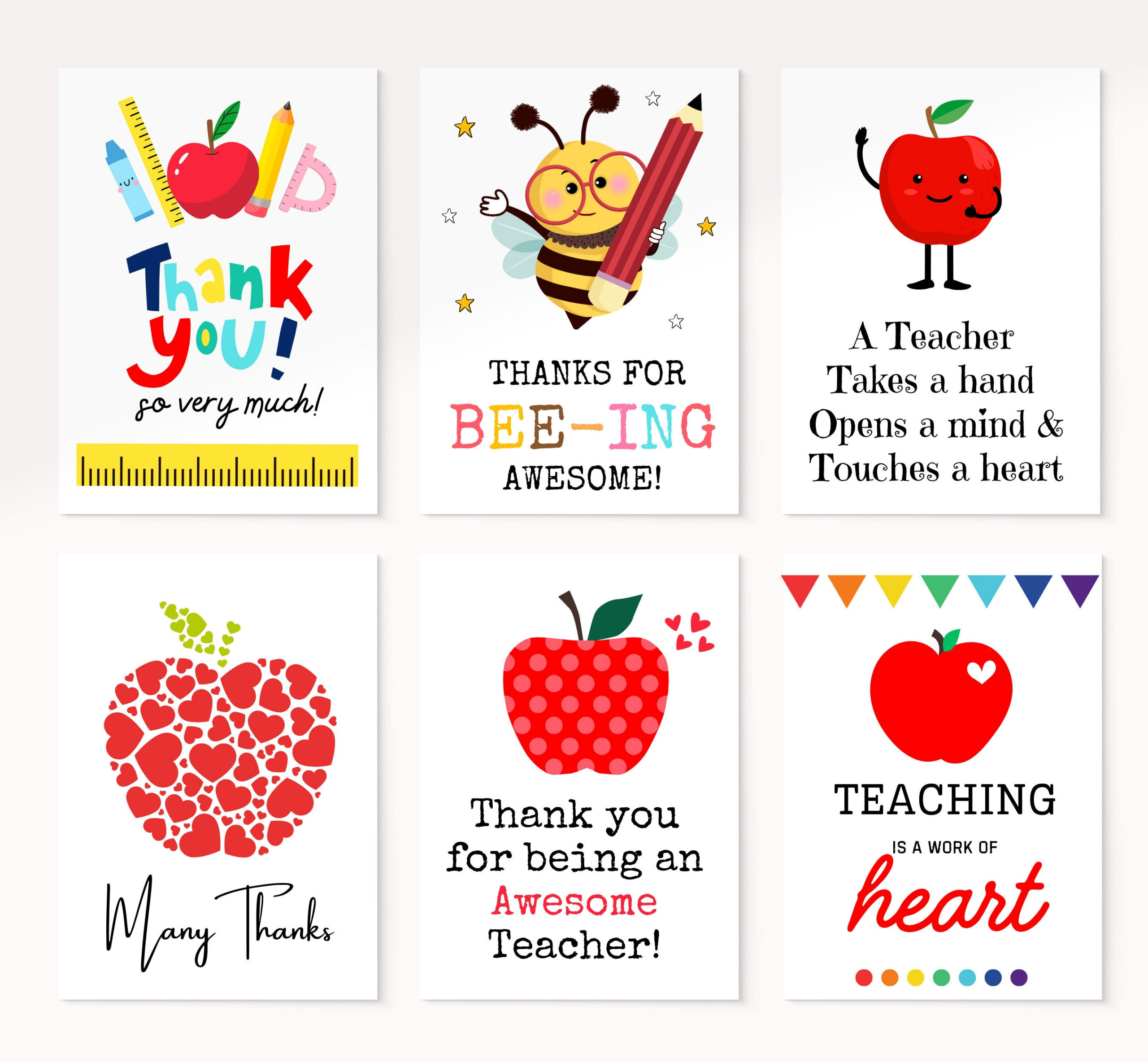 Teacher Appreciation Card Printable, Teacher Thank You Card, End throughout Free Printable Teacher Appreciation Cards