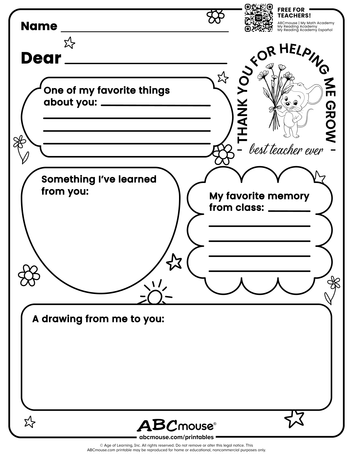 Teacher Appreciation (Free Printable!) | Abcmouse within Free Teacher Resources Printables