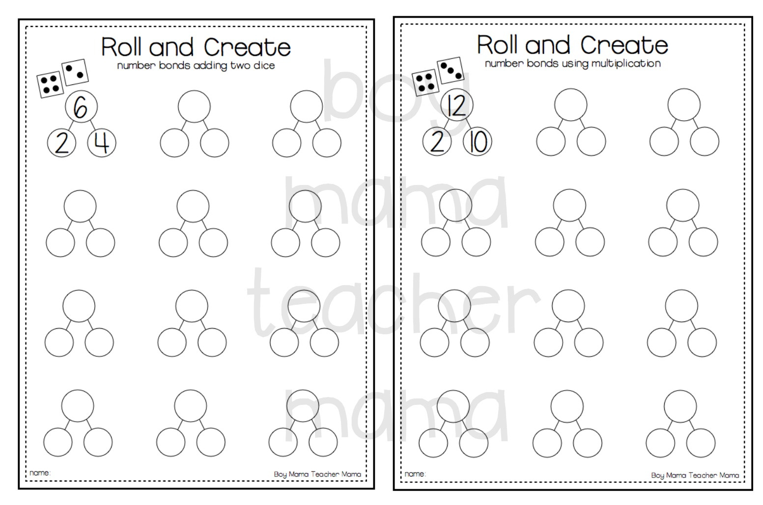 Teacher Mama: Free Roll And Create Number Bonds Printable {After with Free Printable Number Bond Template
