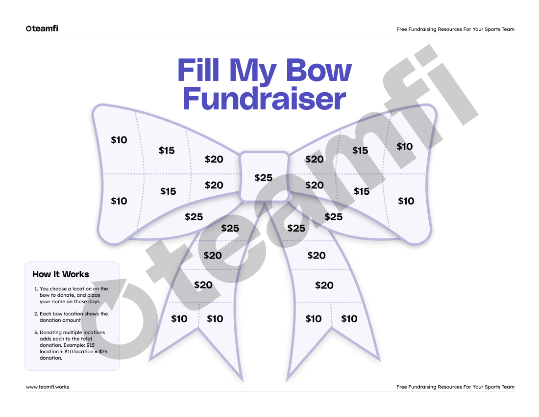 Teamfi Blog | Free Fill My Bow Cheer Fundraiser Template inside Free Printable Bow Template