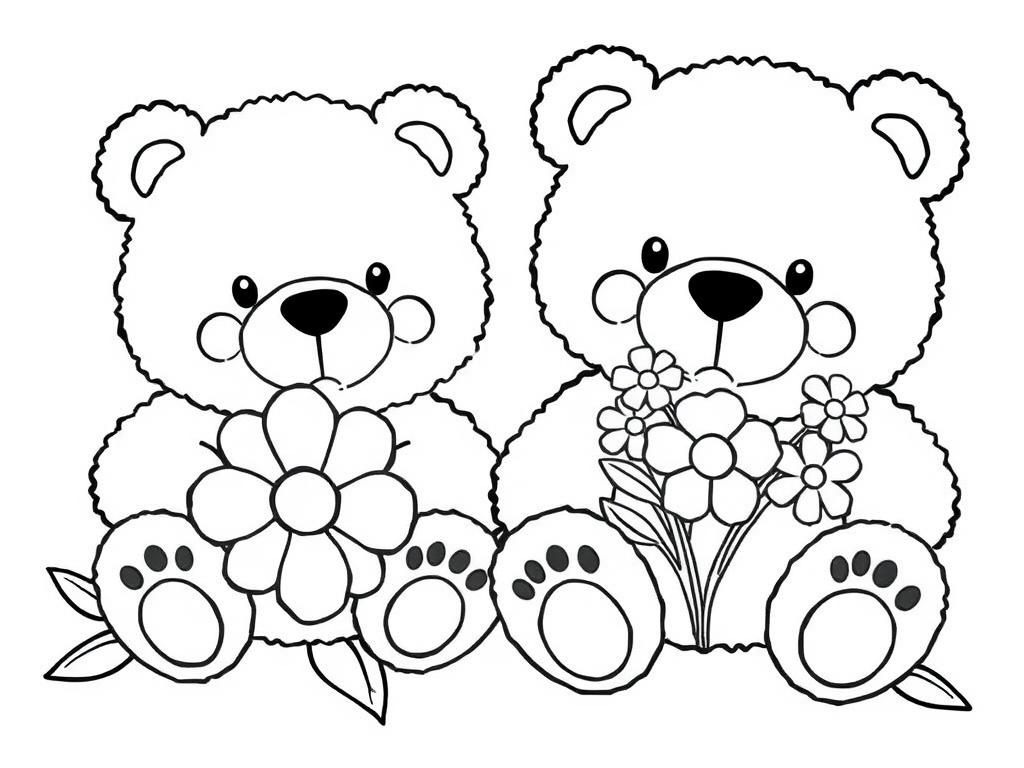 Teddy Bears Coloring Page - Free Printable Coloring Page in Teddy Bear Coloring Pages Free Printable