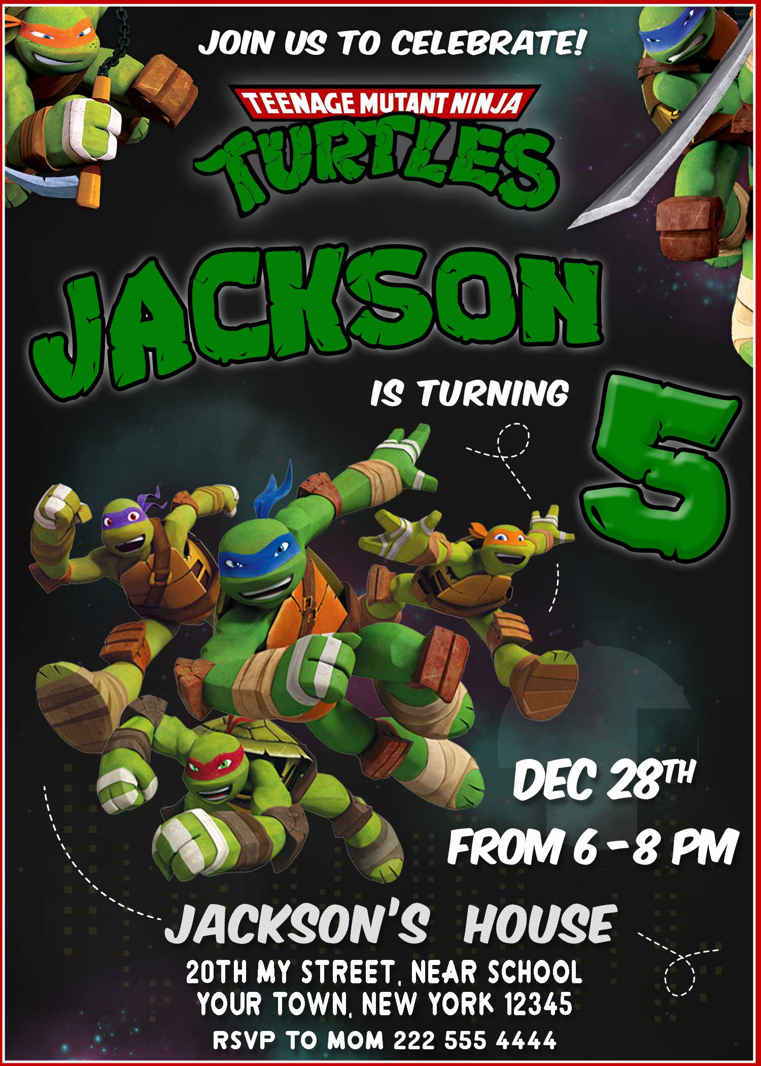 Teenage Mutant Ninja Turtles Birthday Invitation | Amazing Invite throughout Free Printable Tmnt Birthday Invitation Template