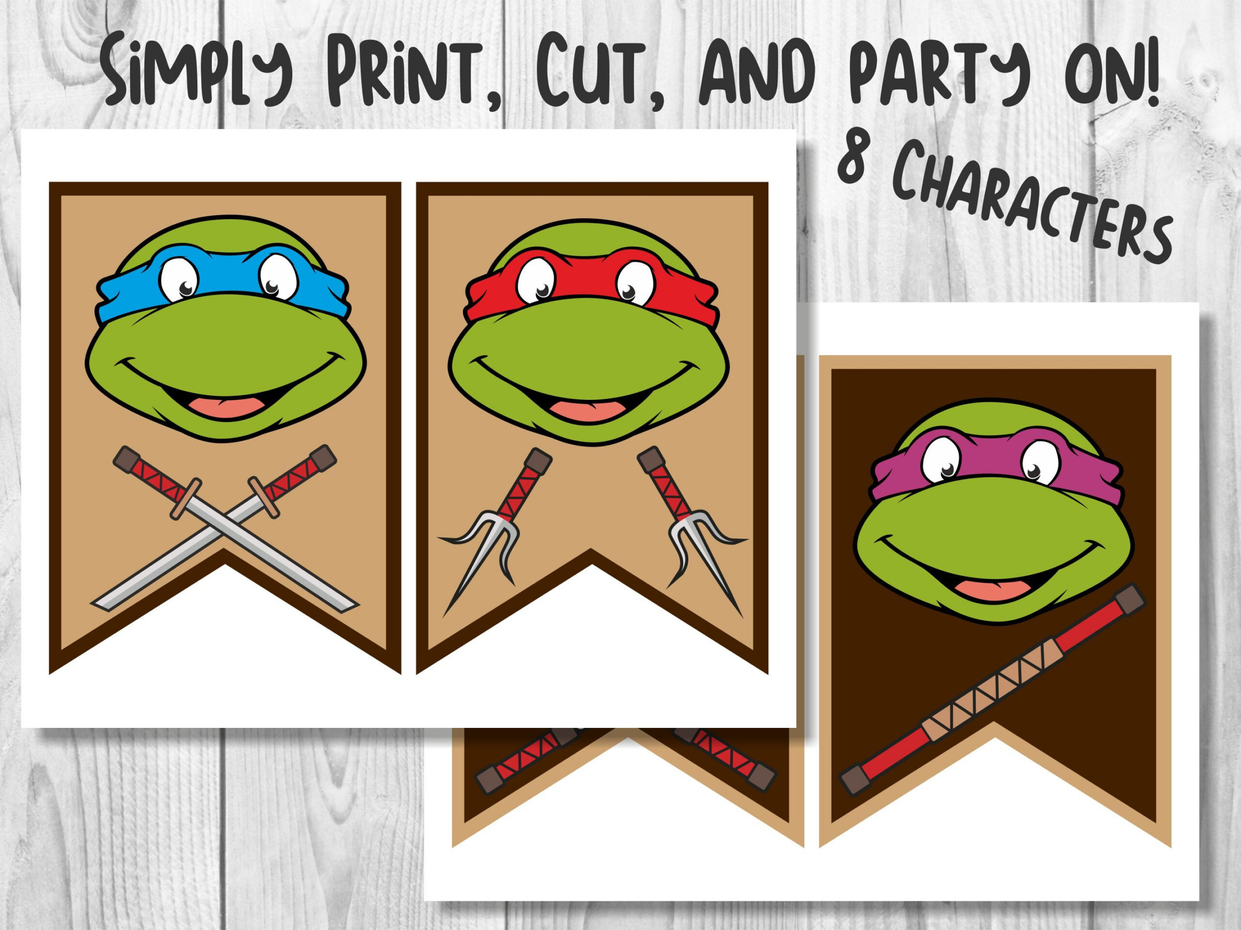 Teenage Mutant Ninja Turtles Printable Birthday Banner Pdf for Free Printable Ninja Turtle Birthday Banner