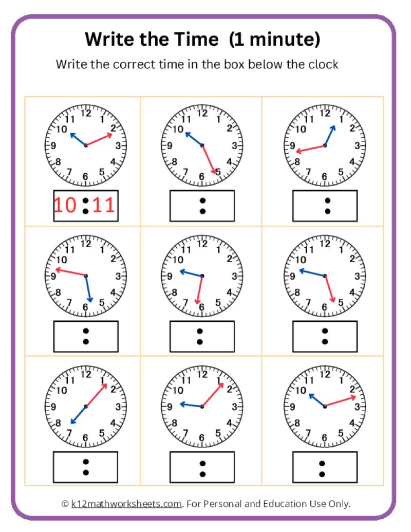 Telling Time Worksheets pertaining to Free Printable Telling Time Worksheets