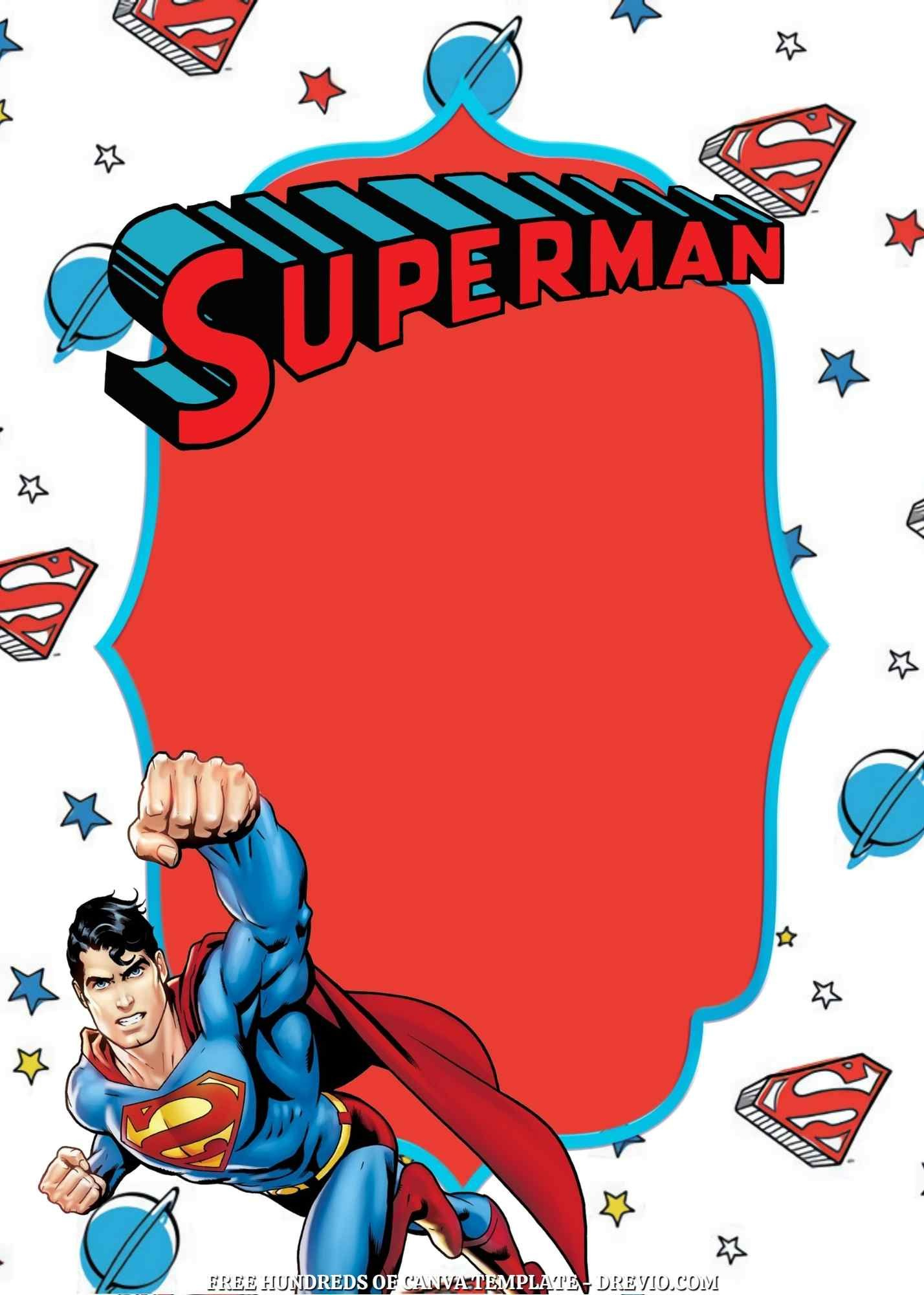 Template in Free Printable Superman Invitations
