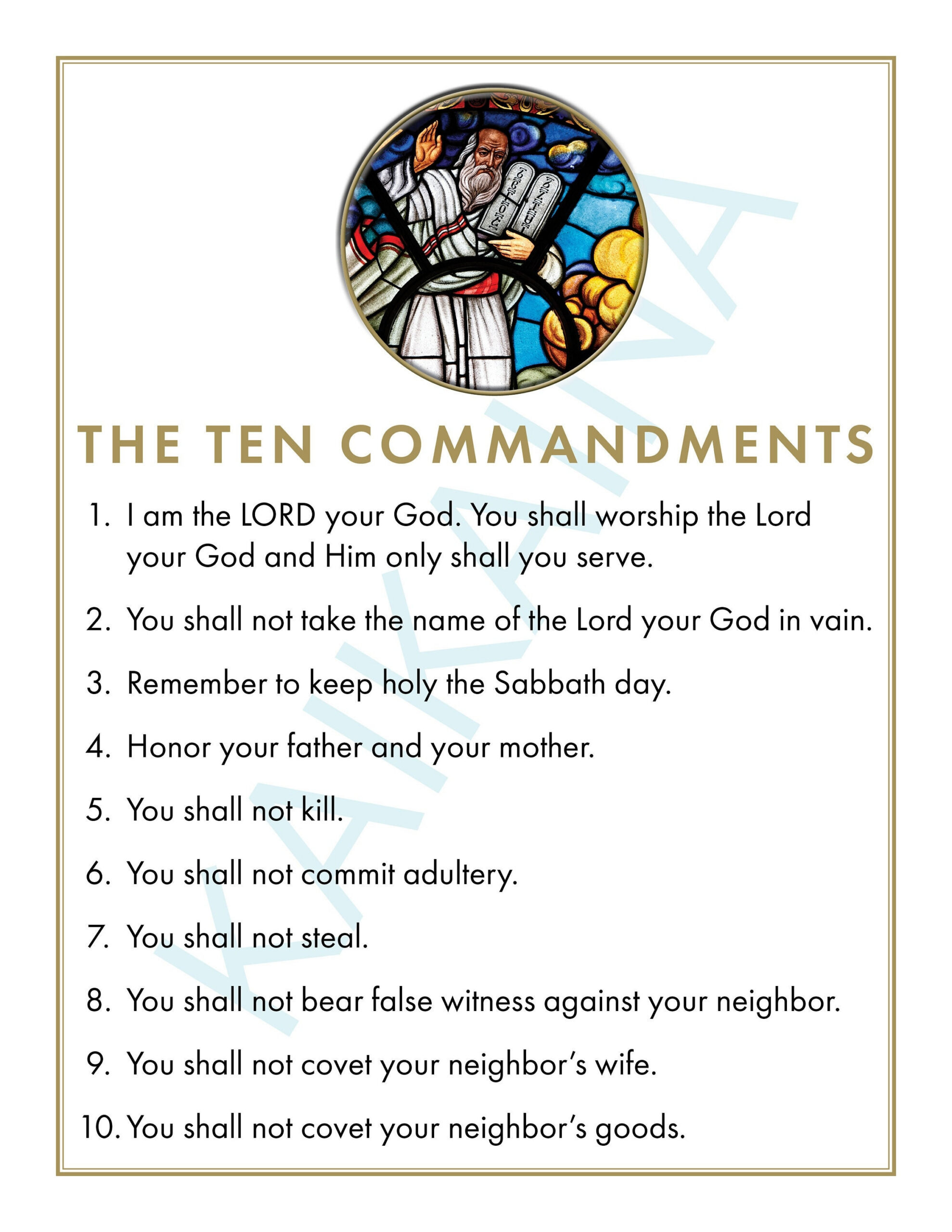 Ten Commandments Catholic Poster For Children (Digital Download in Free Catholic Ten Commandments Printable