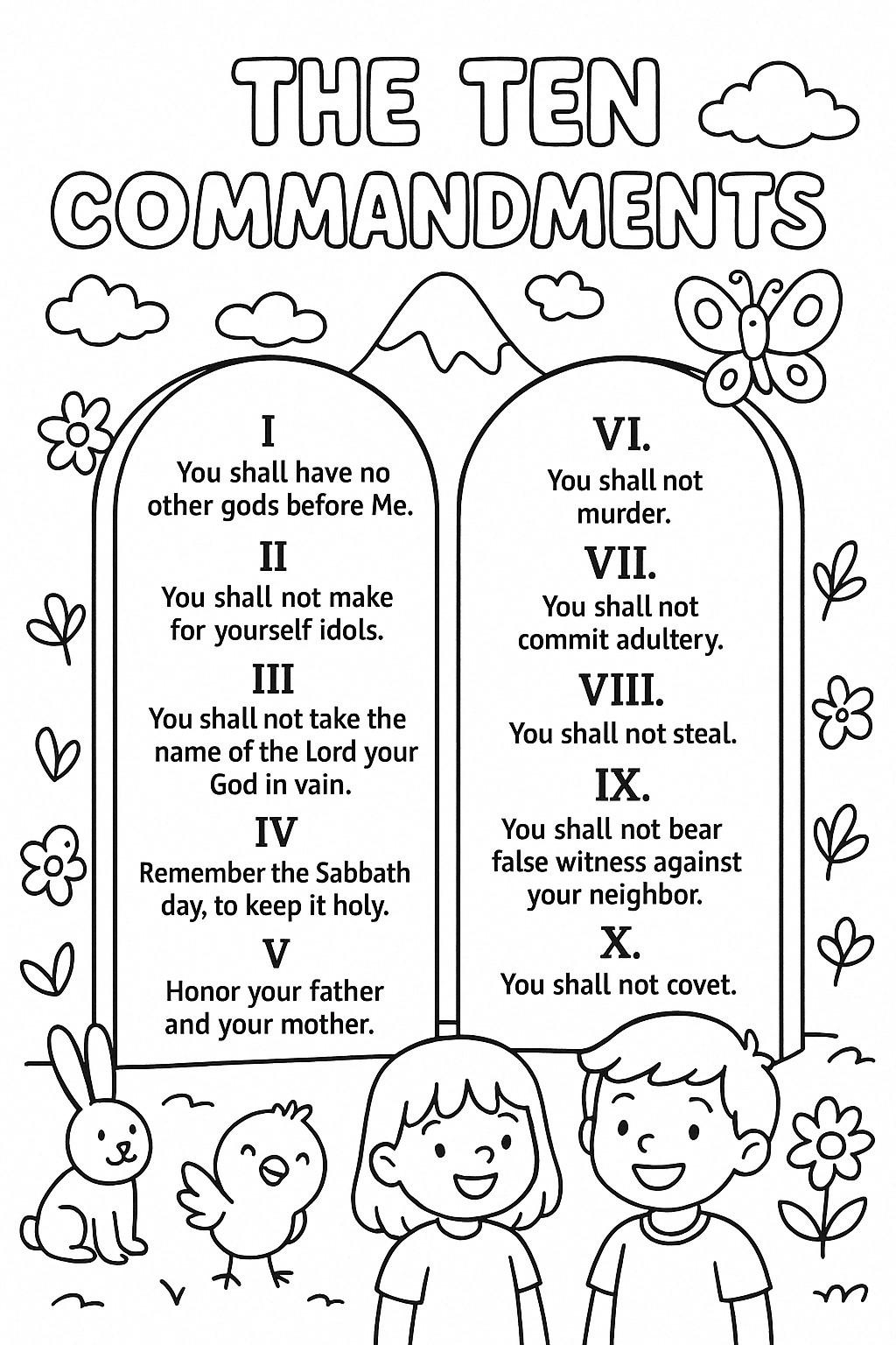 Ten Commandments Coloring Page – Christian Bible Printable For with Free Printable Ten Commandments Coloring Pages