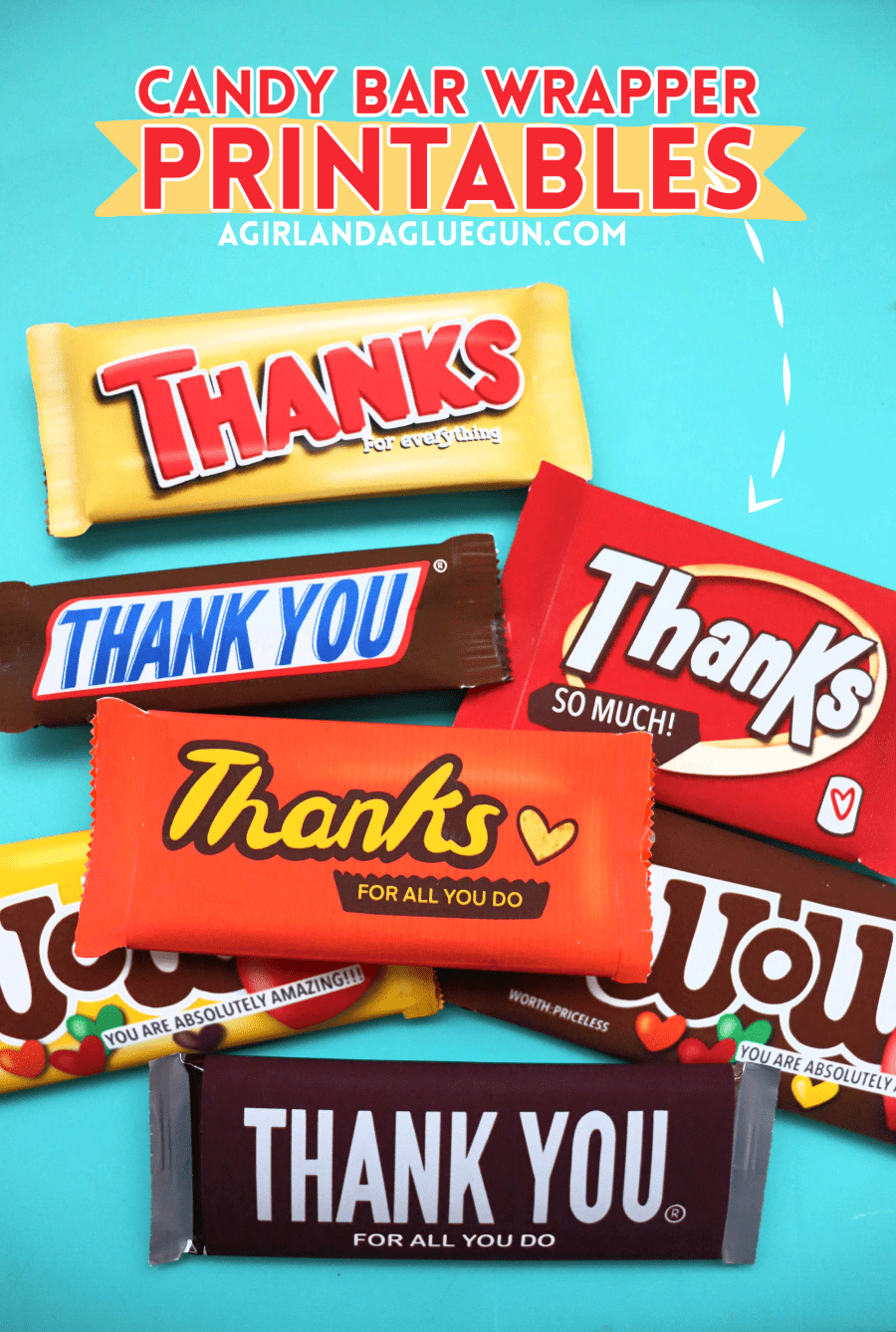 Thank You Candy Bar Wrapper Printables - A Girl And A Glue Gun within Free Candy Wrapper Printable