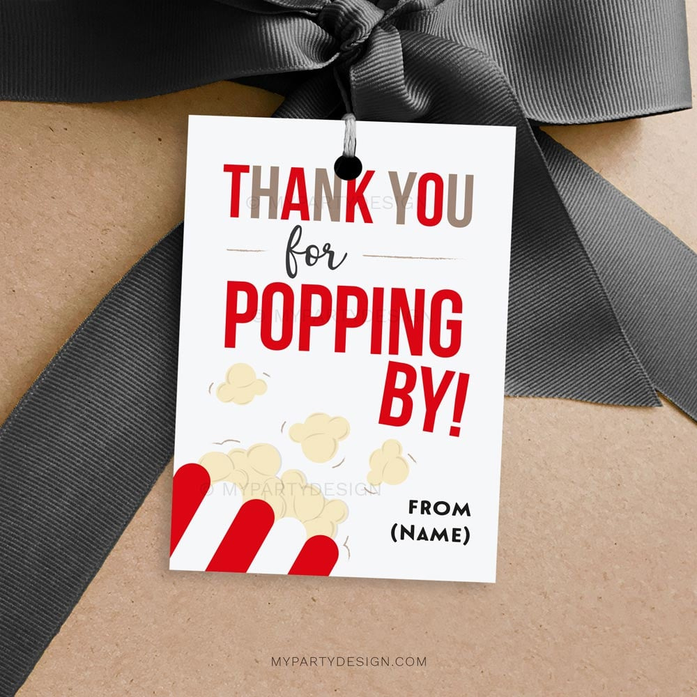 Thank You For Poppingpopcorn Tag, Printable Pdf - My Party Design in Thanks For Popping By Free Printable