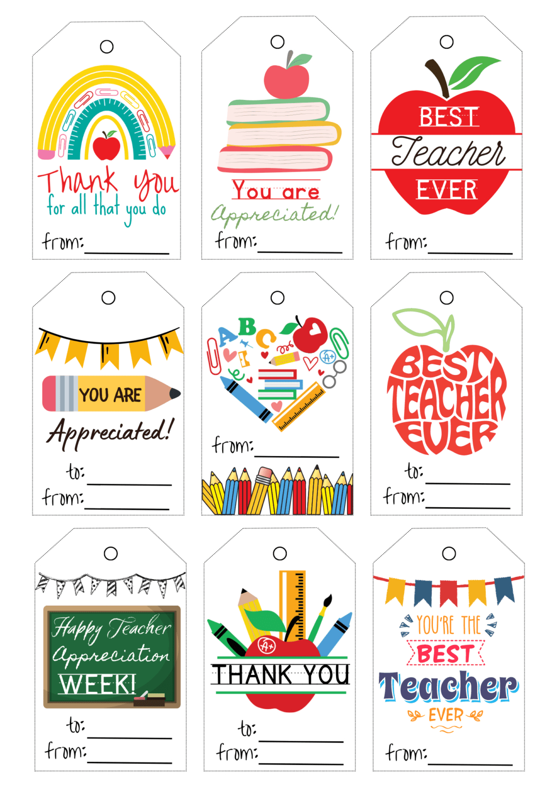 Thank You Teacher Tags Printable Free inside Free Printable Teacher Appreciation Gift Tags