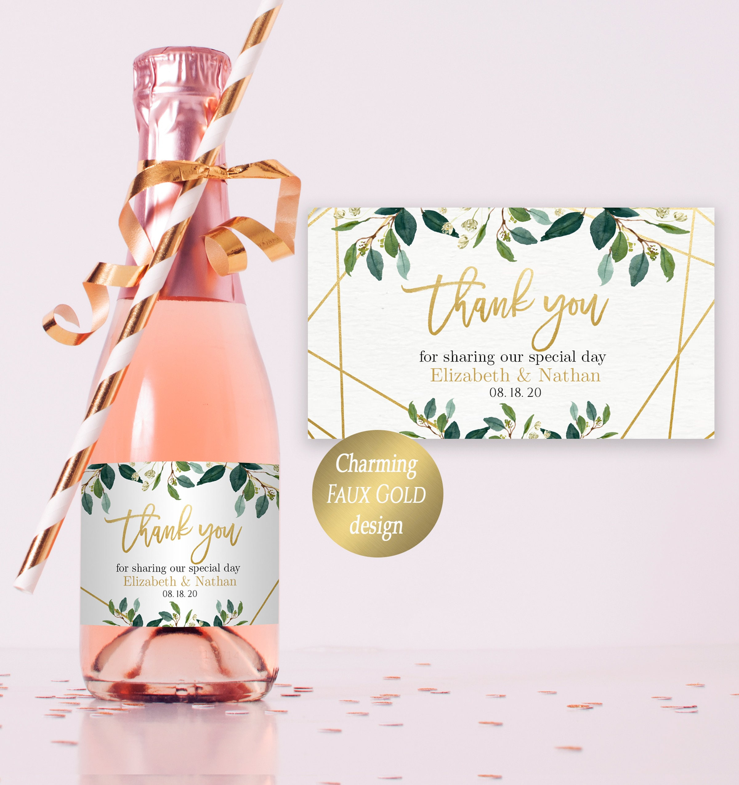 Thank You Water Bottle Labels Mini Champagne Bottle Label Template throughout Free Printable Mini Champagne Bottle Labels