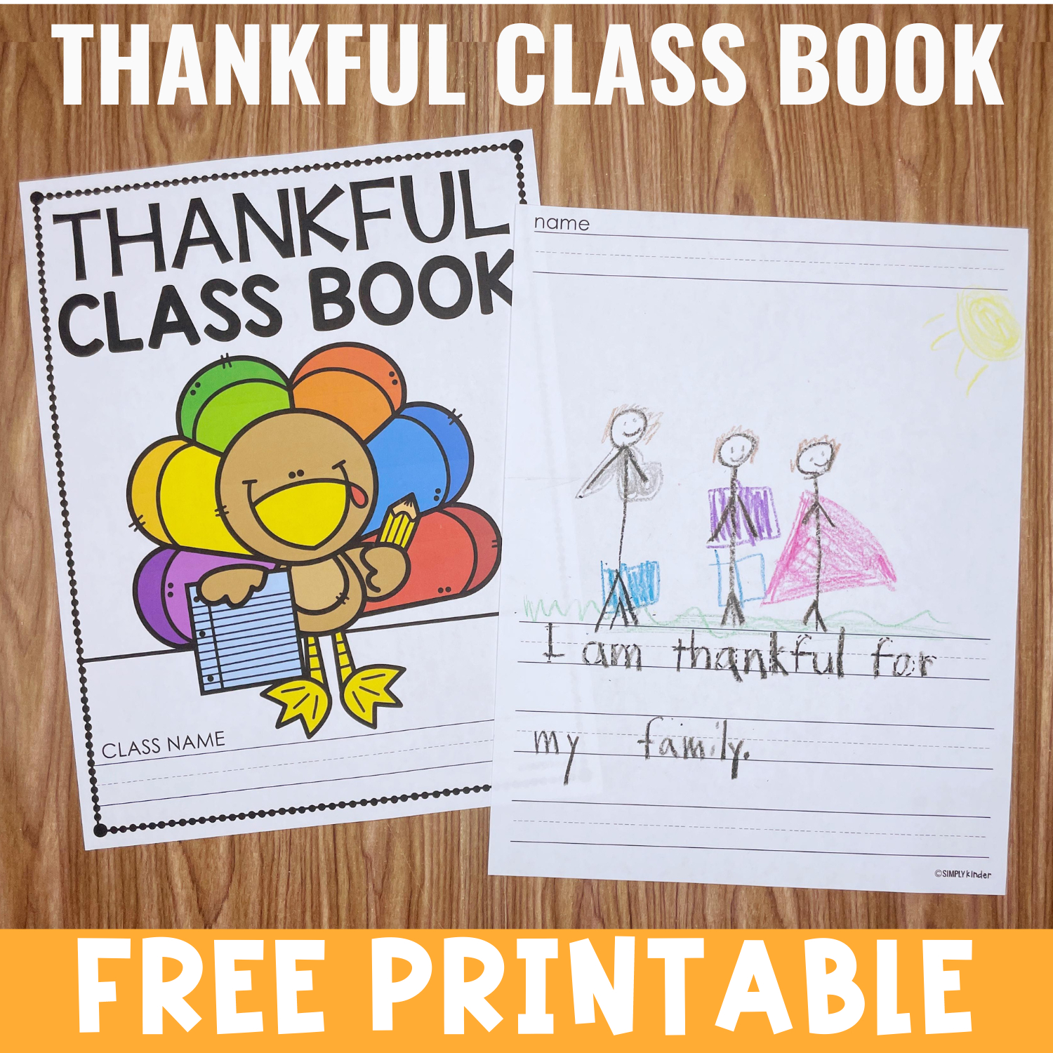Thankful Class Book Free Printable - Simply Kinder for Free Printable Thanksgiving Books