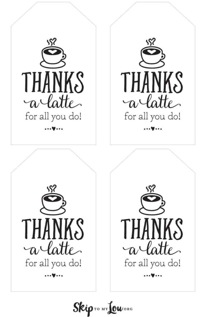 Thanks A Latte! Free Printable Gift Tags | Skip To My Lou throughout Thanks A Latte Free Printable