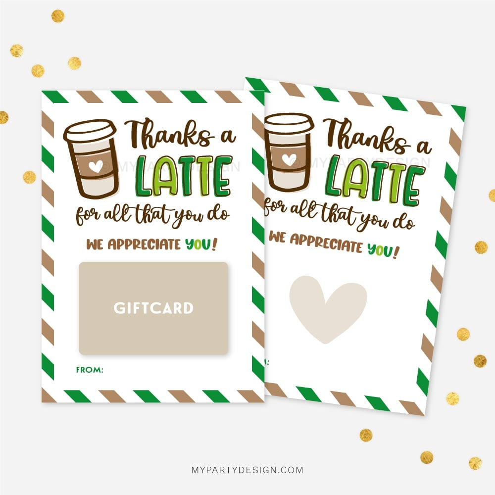 Thanks A Latte Gift Card Holder, Printable Pdf - My Party Design in Thanks A Latte Free Printable Card