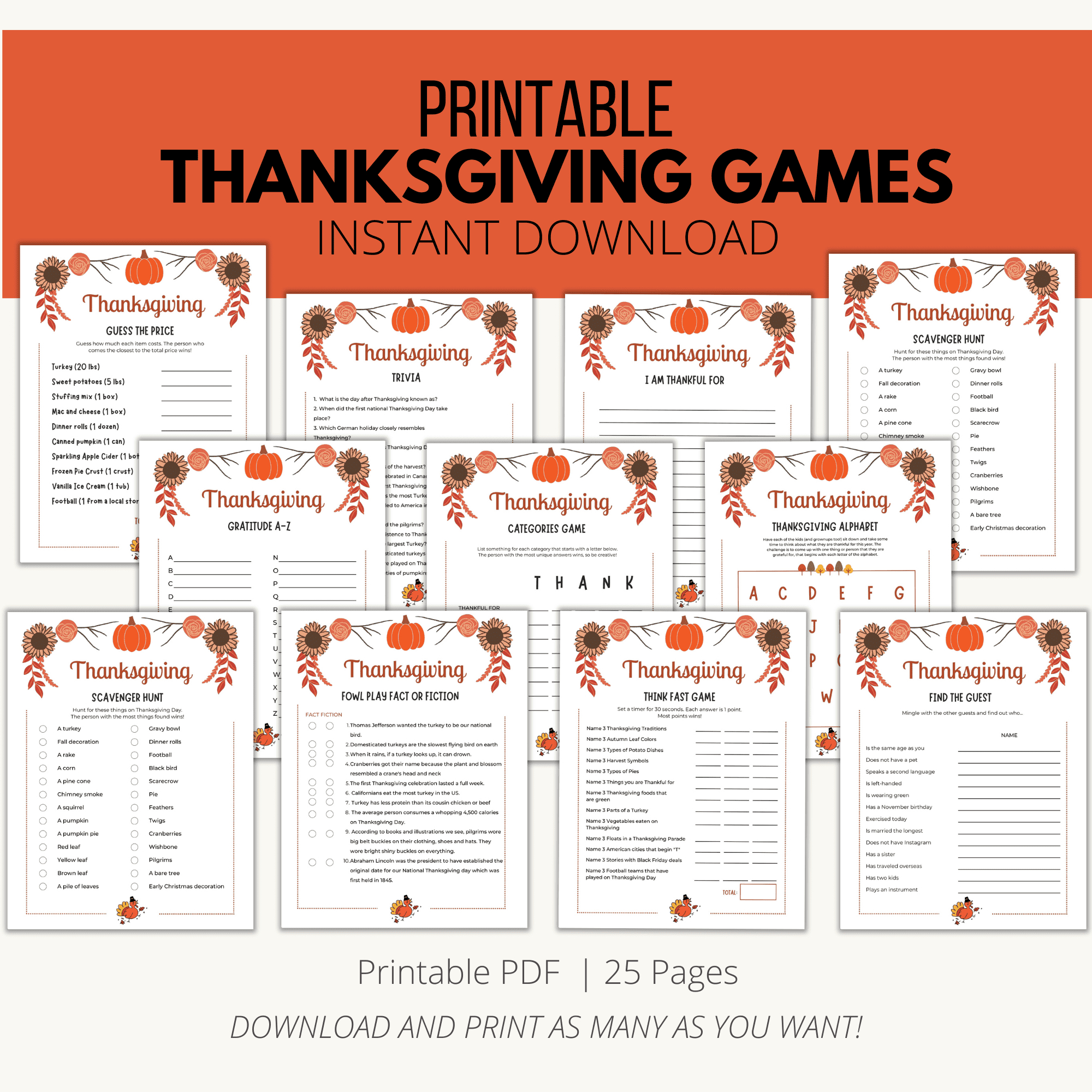 Thanksgiving Games Printable {Downloadable Pdf} for Thanksgiving Games Printable Free