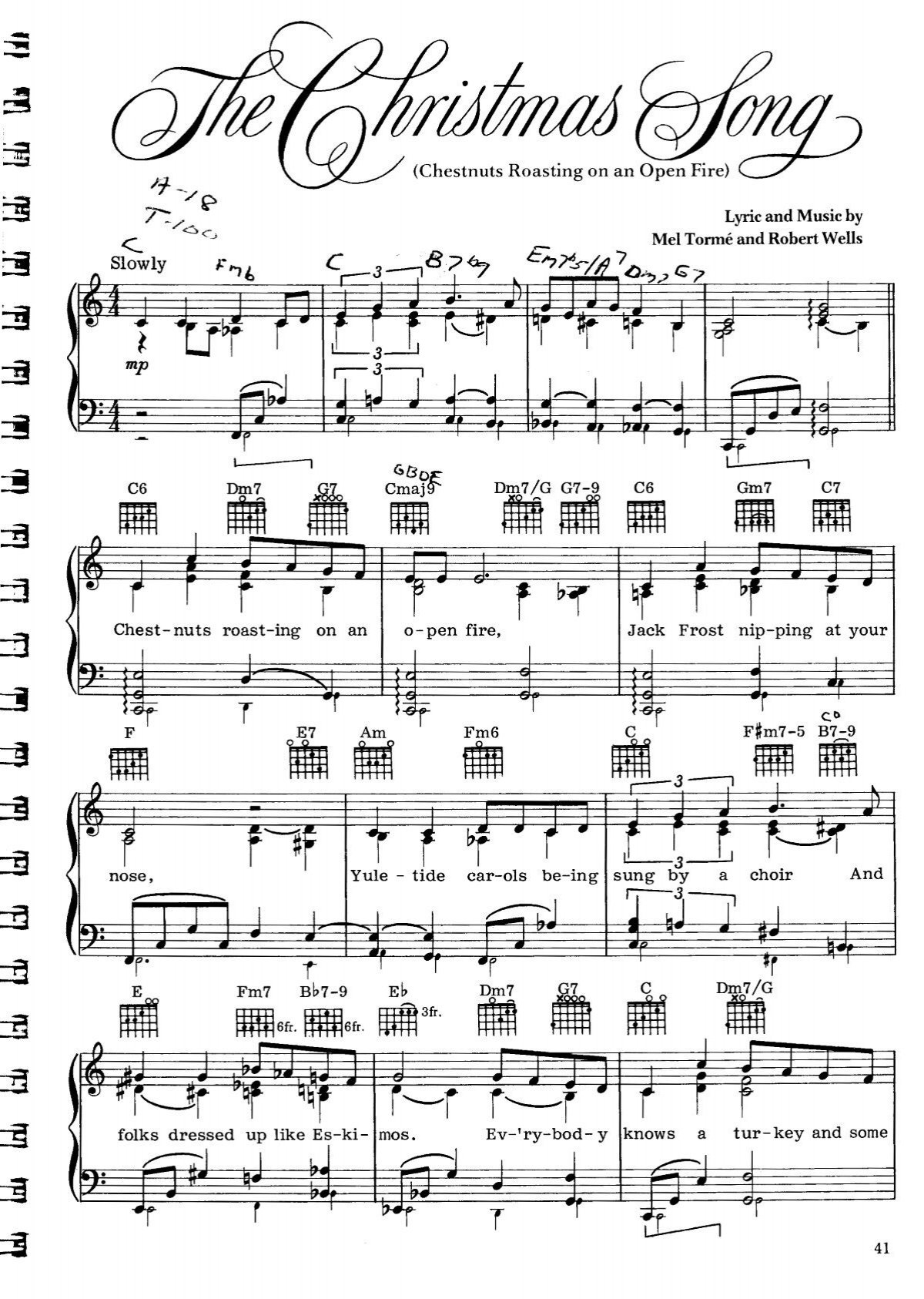The Christmas Song - Free Piano Sheet Musicwrittenmelodies for Christmas Songs Piano Sheet Music Free Printable