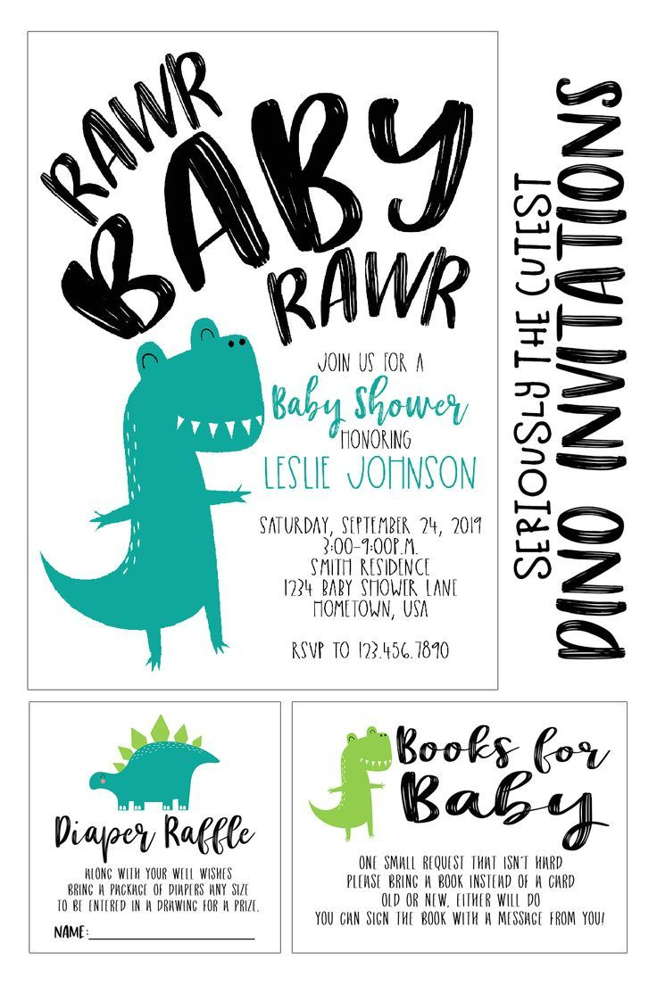 The Cutest Dinosaur Baby Shower Invitations! Print On Your Own Or with Free Printable Dinosaur Baby Shower Invitations