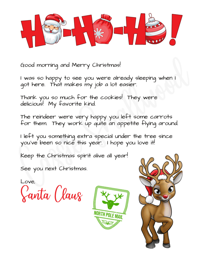 The Cutest Letters From Santa - Cassie Smallwood for Free Printable Christmas Morning Letters From Santa