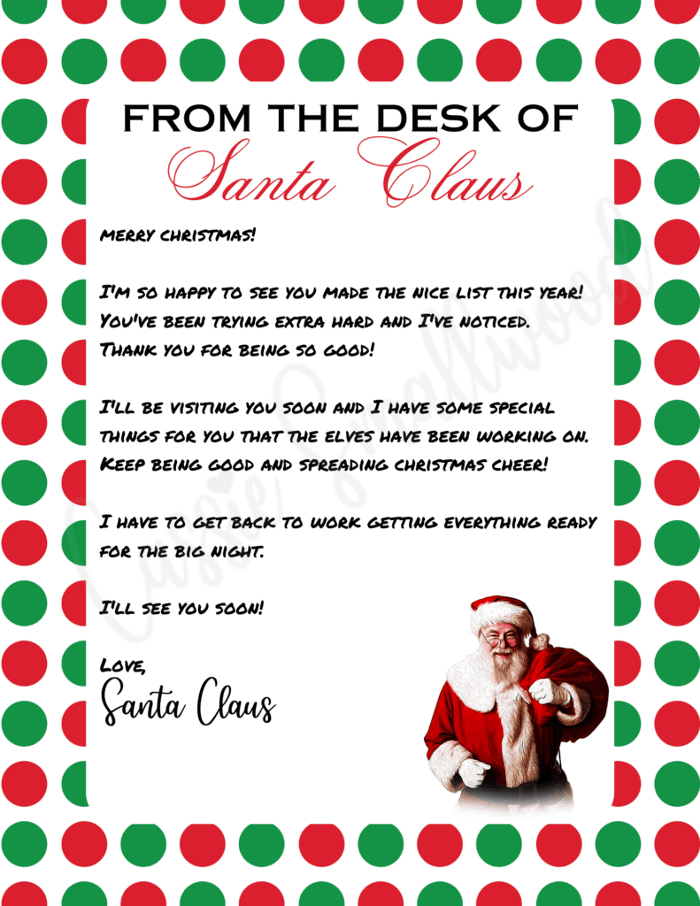 The Cutest Letters From Santa - Cassie Smallwood throughout Free Printable Christmas Letters From Santa