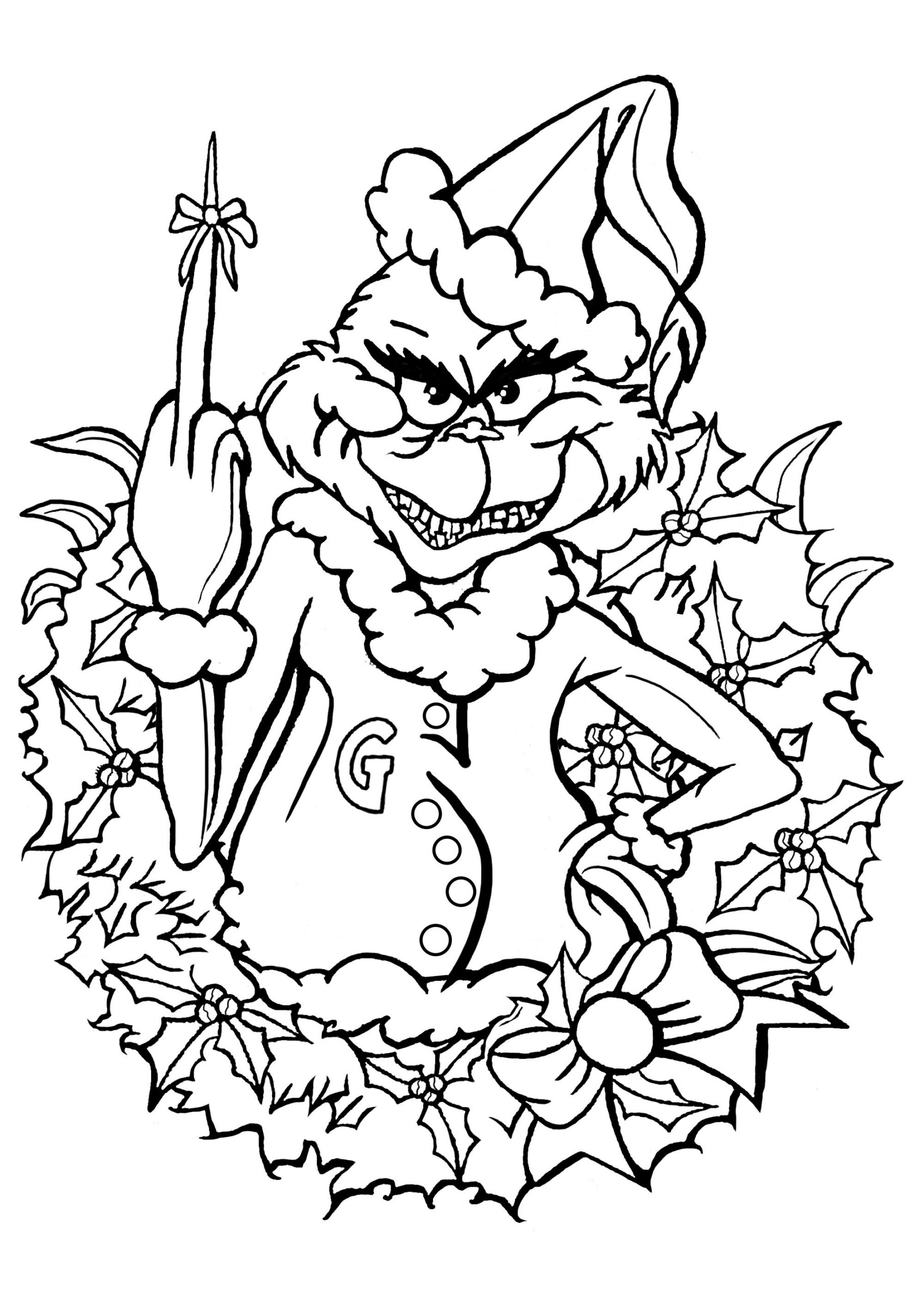 The Grinch - Christmas Coloring Pages For Adults with regard to Free Printable Christmas Coloring Pages