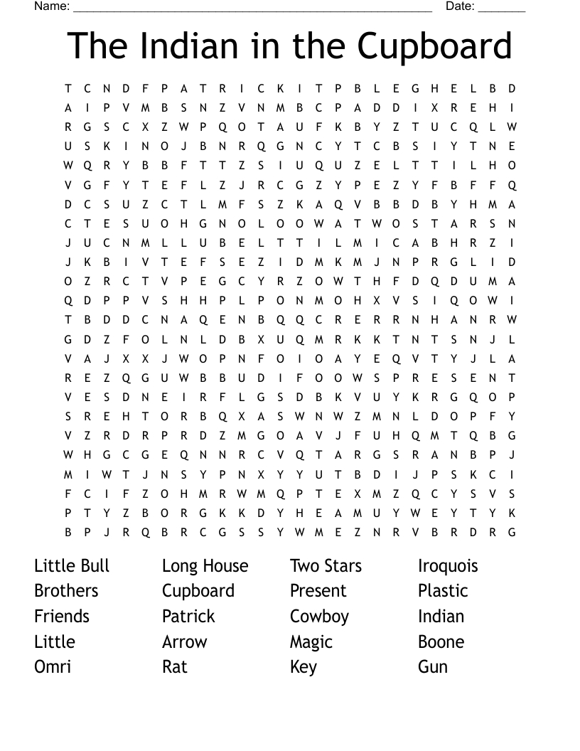 The Indian In The Cupboard Worksheet - Wordmint intended for Indian In The Cupboard Free Printable Worksheets