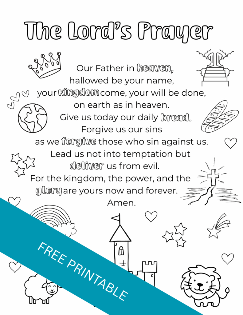 The Lord'S Prayer Printable For Kids - Out Upon The Waters throughout Free Printable Prayer Cards For Children