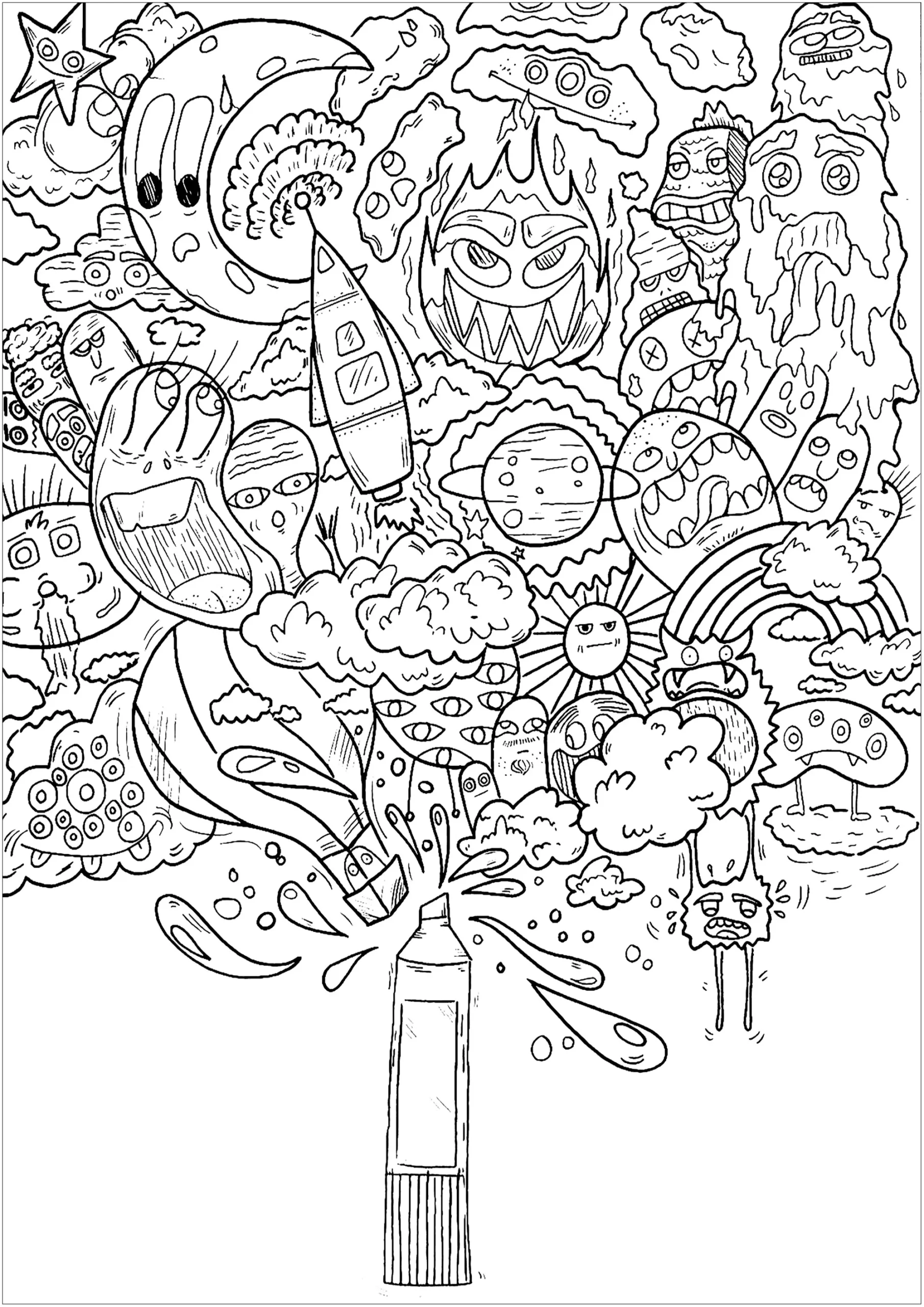 The Magic Spray - Doodle Art Coloring Pages For Kids with regard to Free Printable Doodle Art Coloring Pages