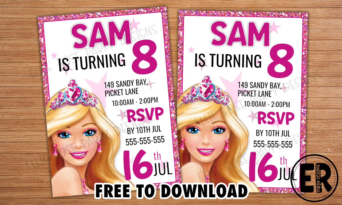The No.1 Best Barbie Birthday Invitation Freebie throughout Free Printable Barbie Birthday Party Invitations