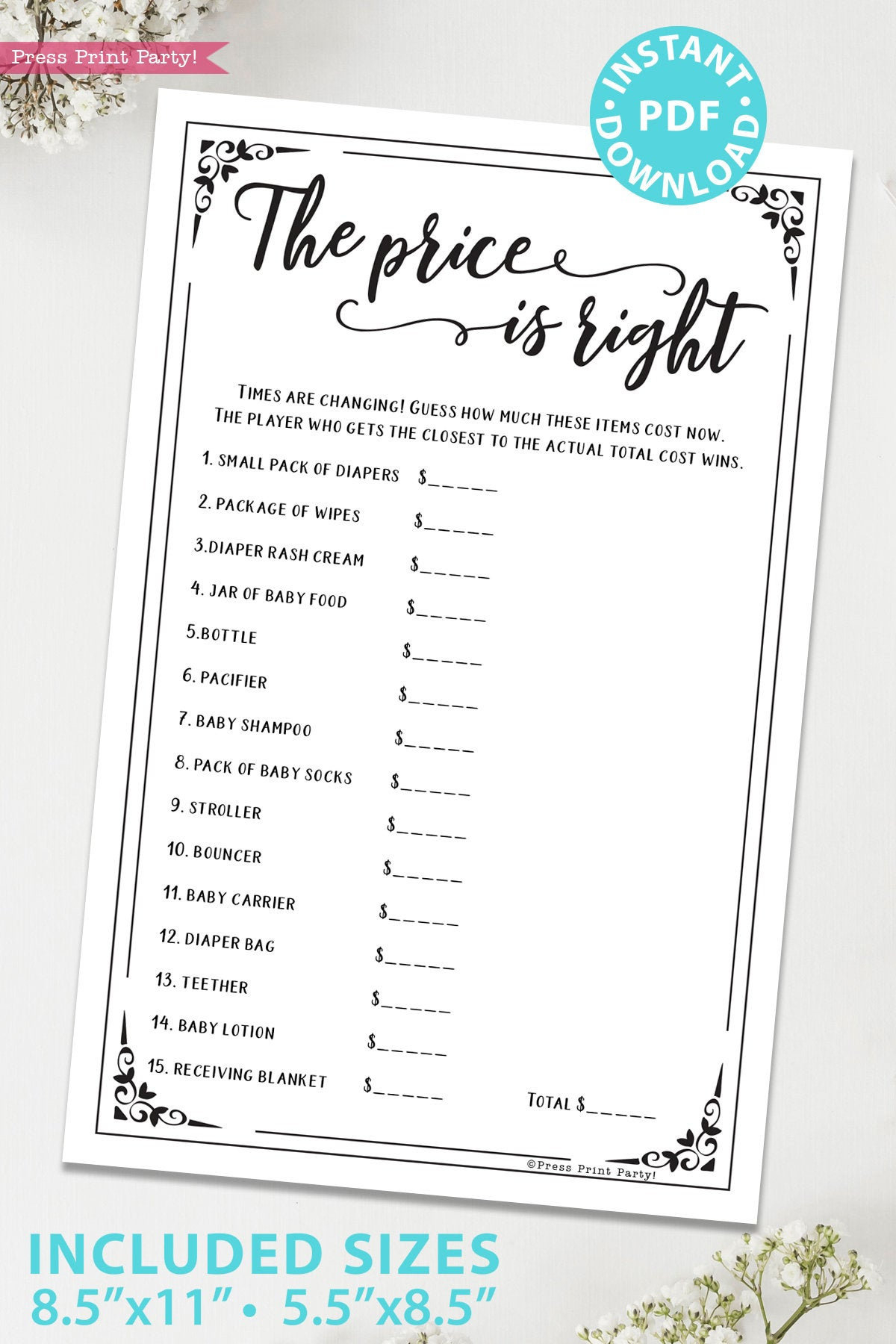 The Price Is Right Baby Shower Game Printable, Unique Baby Shower intended for Price Is Right Baby Shower Game Free Printable