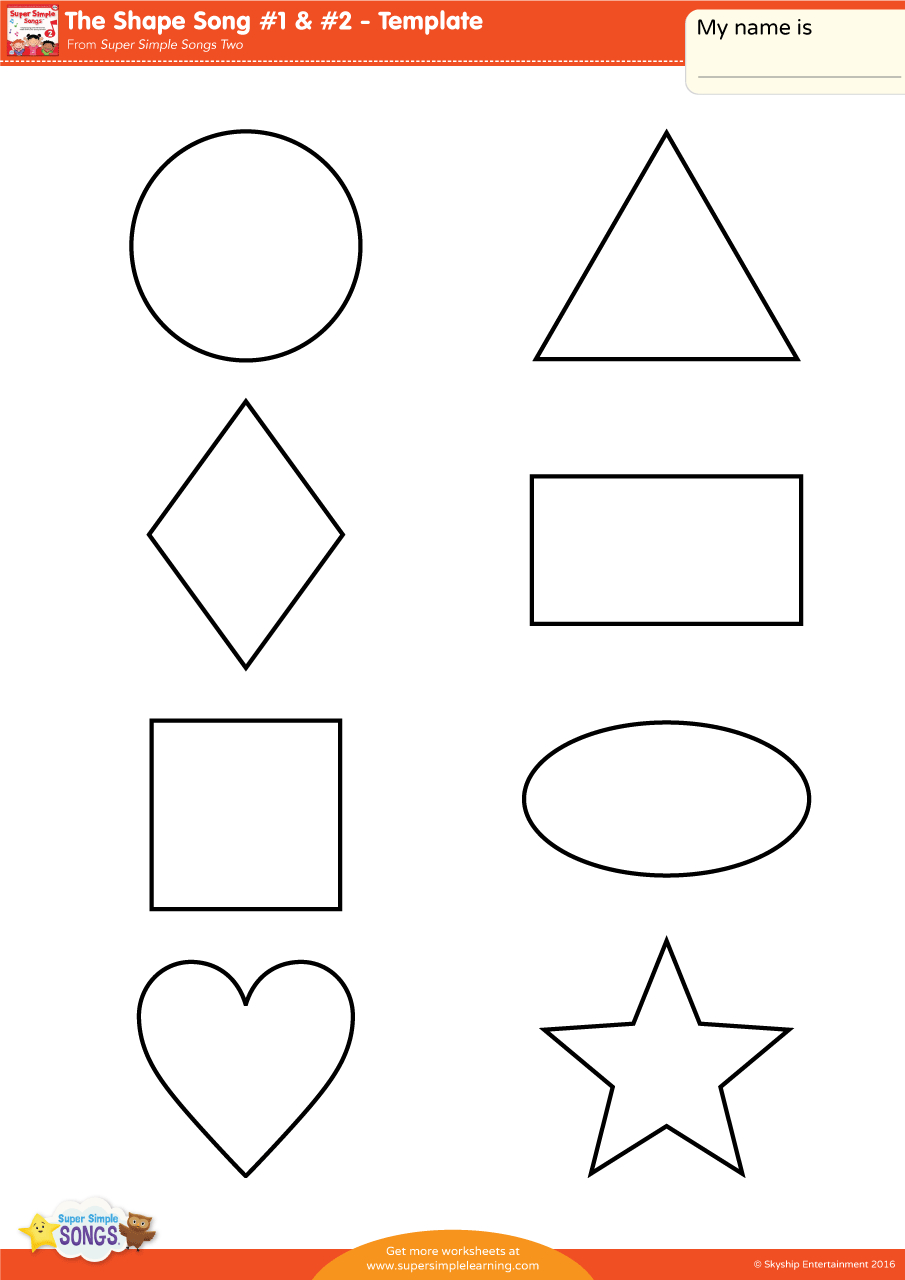 The Shape Song #1 & #2 - Template - Super Simple inside Shapes Worksheets Printable Free