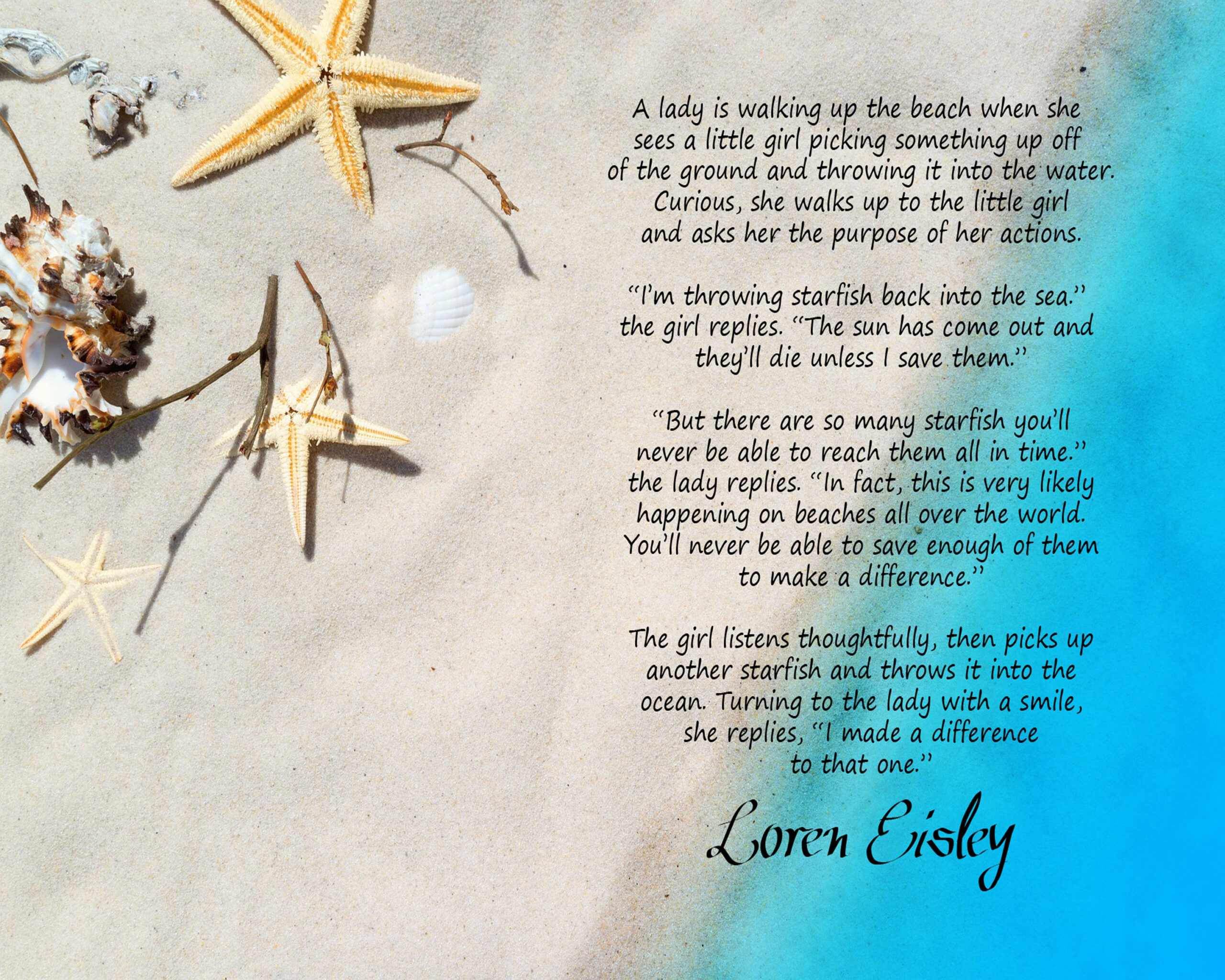 The Starfish Story, Digital Download, Wall Decor, Coastal Decor pertaining to Starfish Story Printable Free