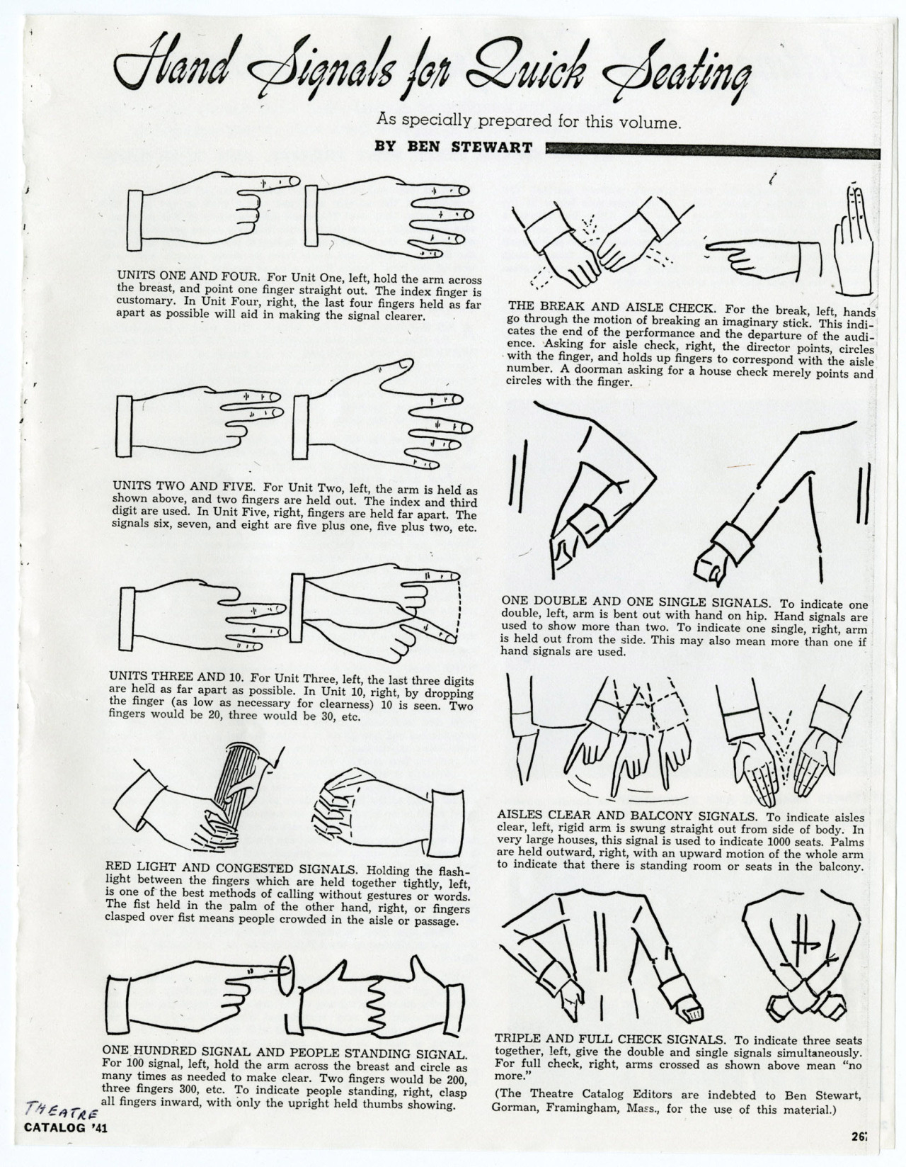 Theatre Historical Society Of America — Right This Way, Please with Free Printable Church Usher Hand Signals