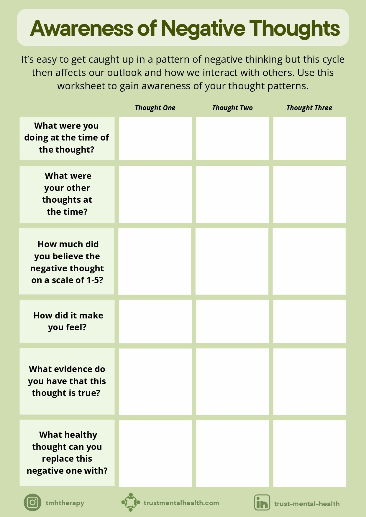 Therapy Worksheets | Cbt Worksheets | Trust Mental Health pertaining to Free Printable Therapy Worksheets