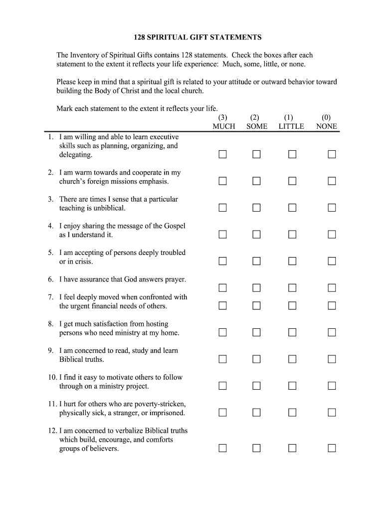 Tn First Baptist Concord 128 Spiritual Form - Fill Online for Free Printable Spiritual Gifts Test