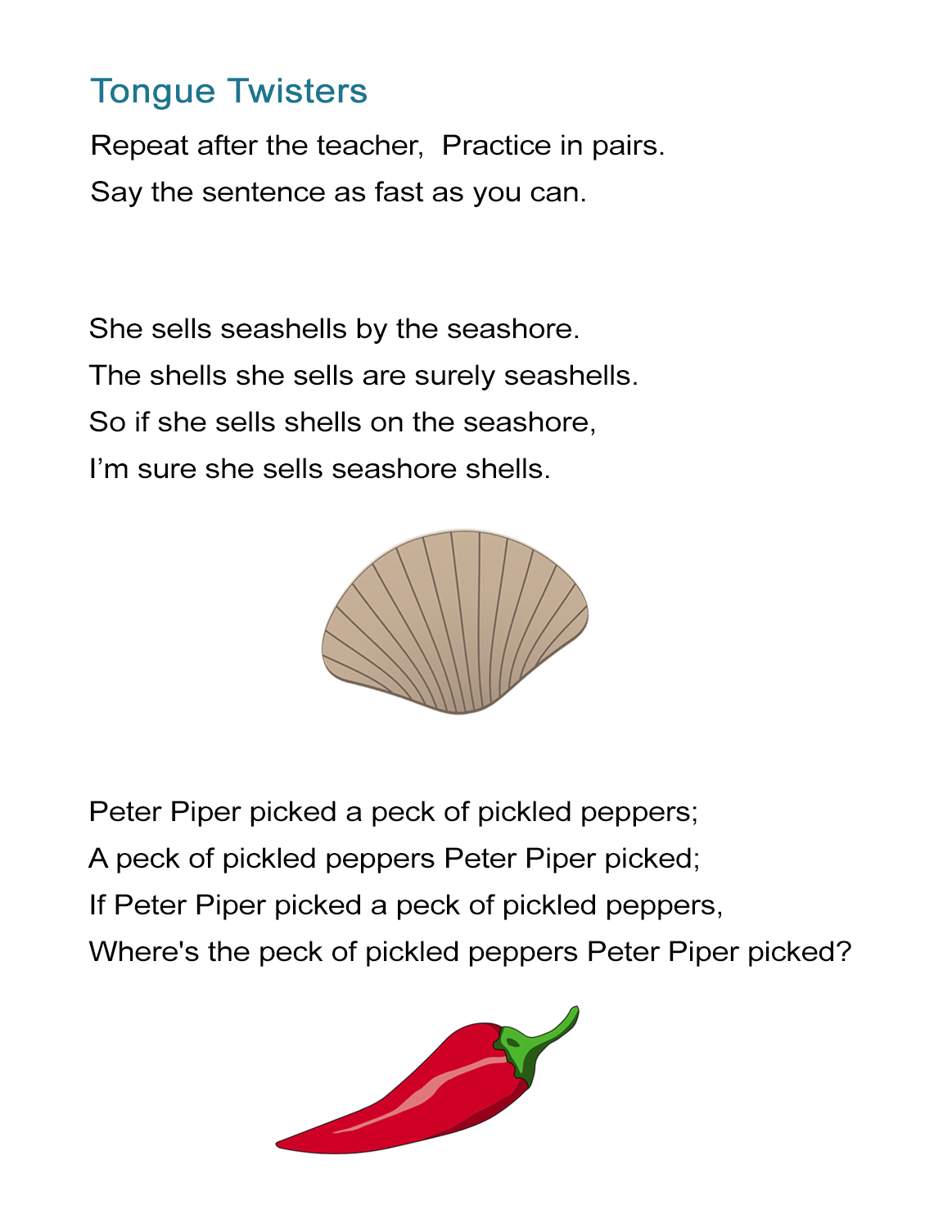Tongue Twisters Worksheet: How Fast Can You Say It? - All Esl intended for Free Printable Tongue Twisters