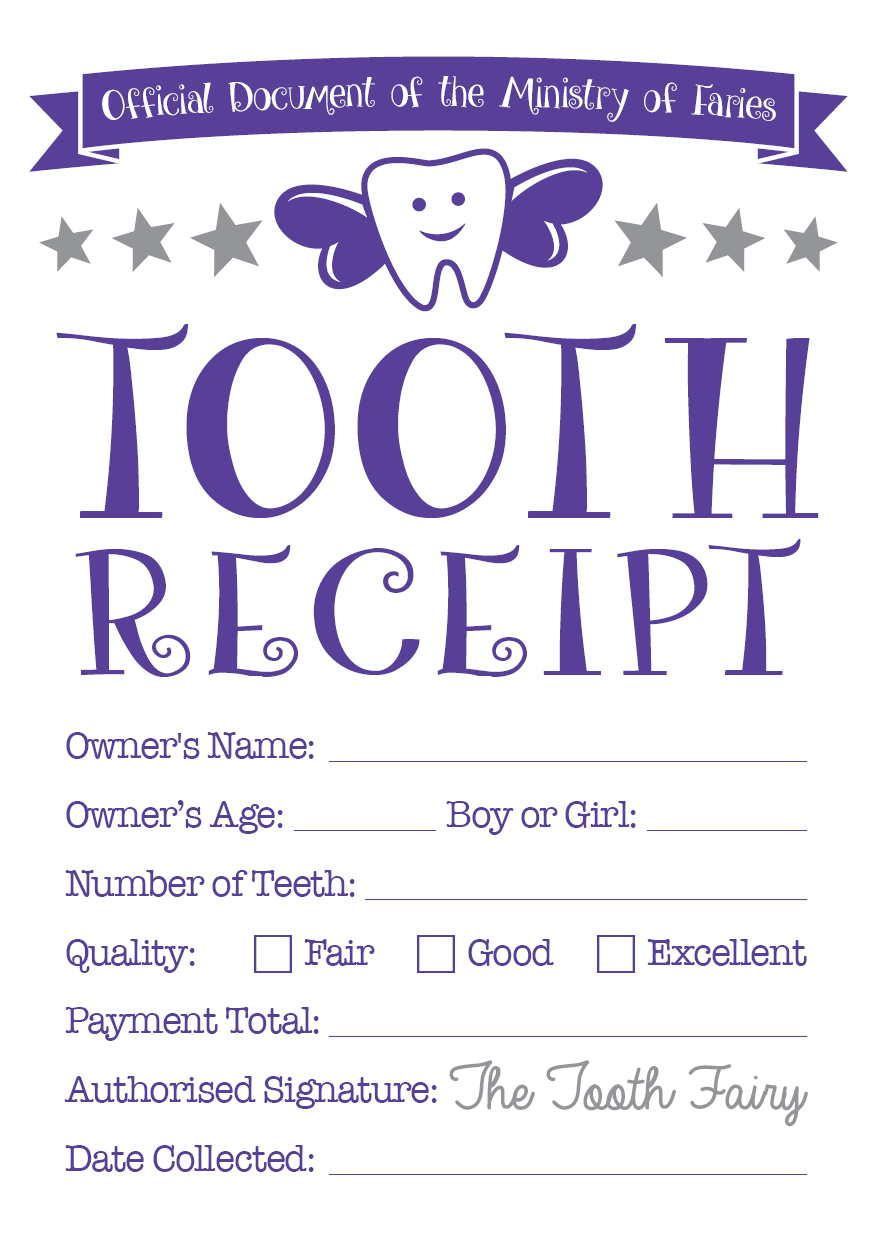 Tooth Fairy Certificate &amp;amp; Tooth Receipt Free Printables regarding Free Tooth Fairy Printables