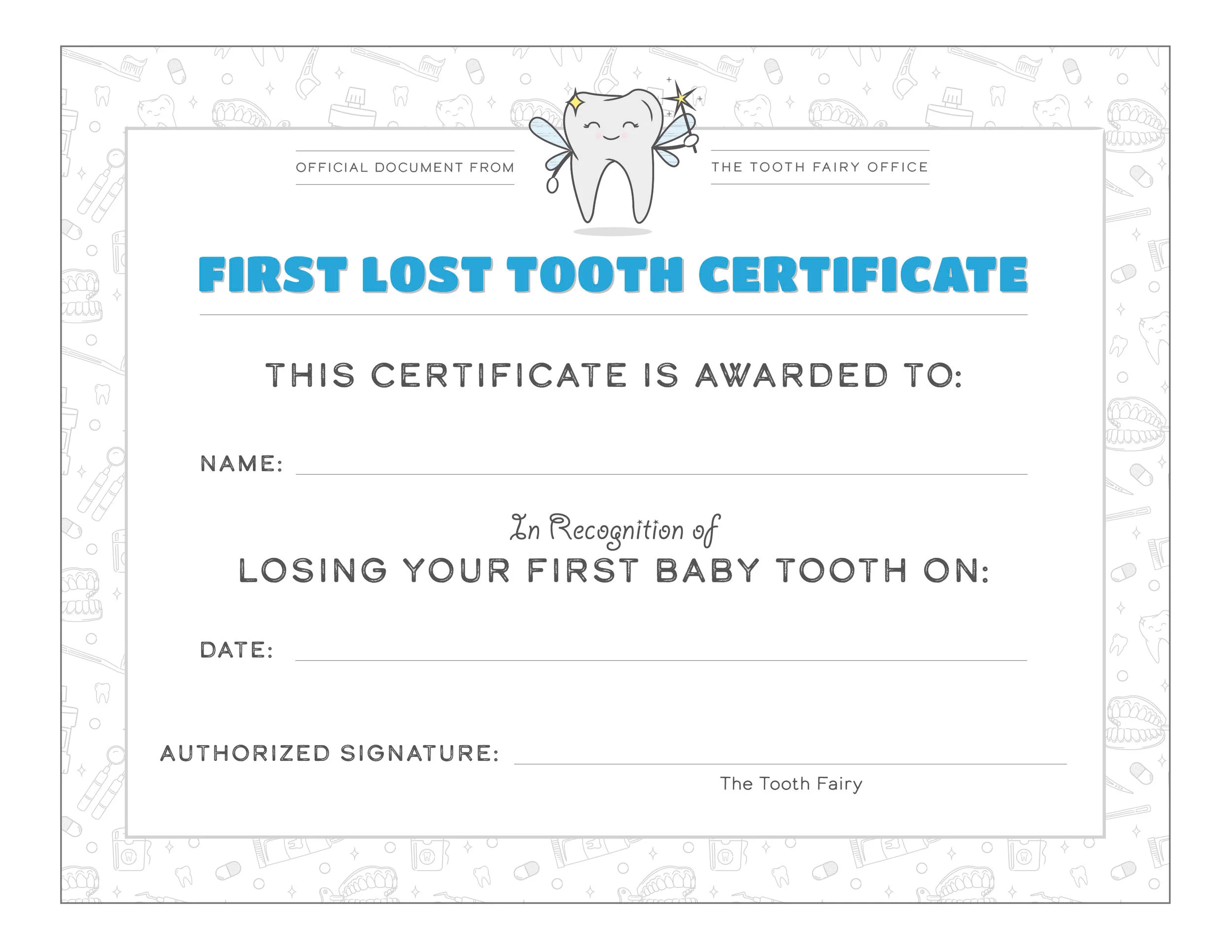 Tooth Fairy Kit — Cache Valley Pediatric Dentistry intended for Free Printable First Lost Tooth Certificate