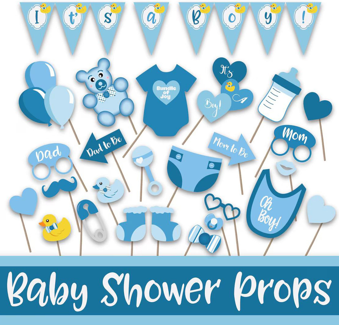 Top 10 Best Baby Shower Photo Booth Props For Cute Baby Parties for Free Printable Boy Baby Shower Photo Booth Props
